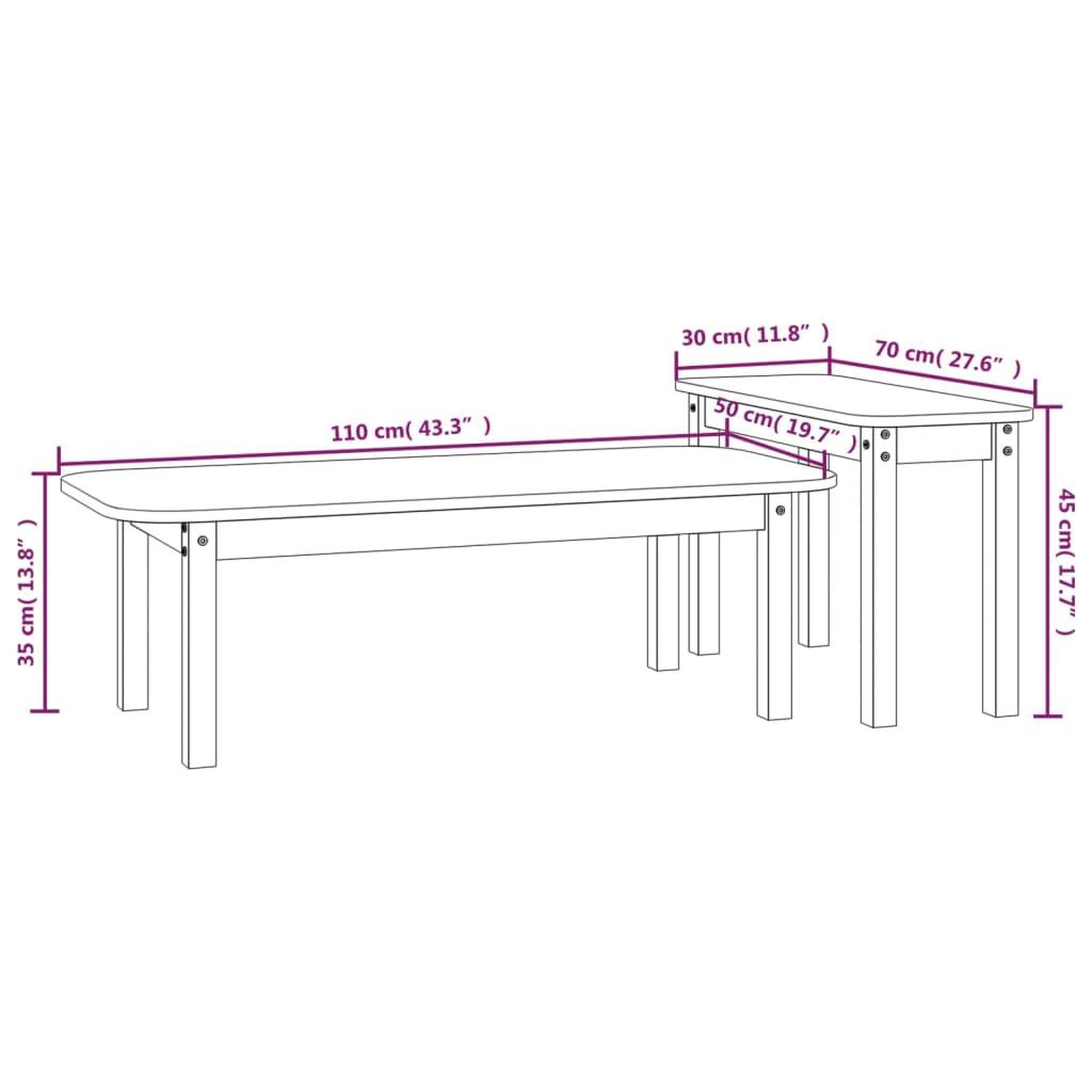 Voir la diapositive 6 : VIDAXL Ensemble de tables basses 2 pcs Noir Bois massif de pin
