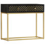 Voir la diapositive 1 : VIDAXL Table console Noir et dore 90x30x75 cm Bois de manguier massif