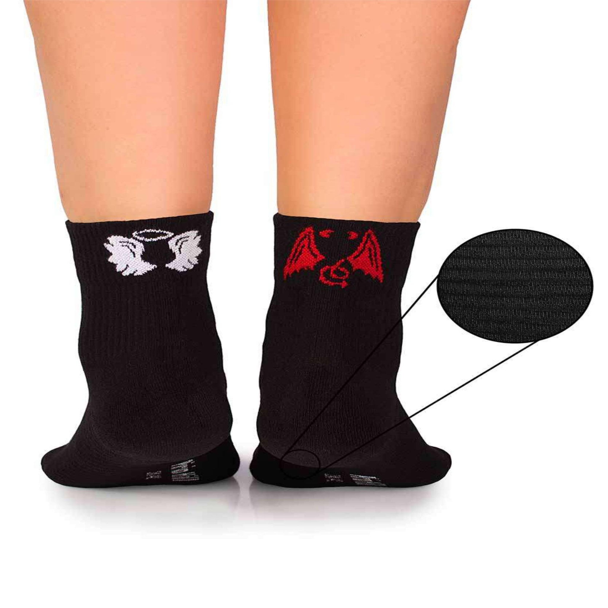 PIRIN HILL Chaussettes courtes active day noires ange & démon. Coloris disponibles : Noir
