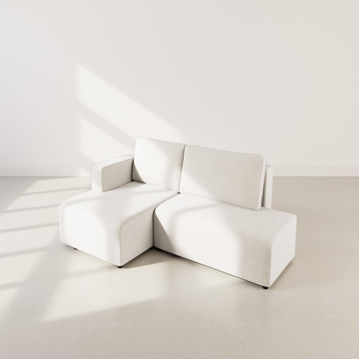 BEST MOBILIER Topaze - canapé d'angle gauche 4 places convertible avec coffre en velours côtelé