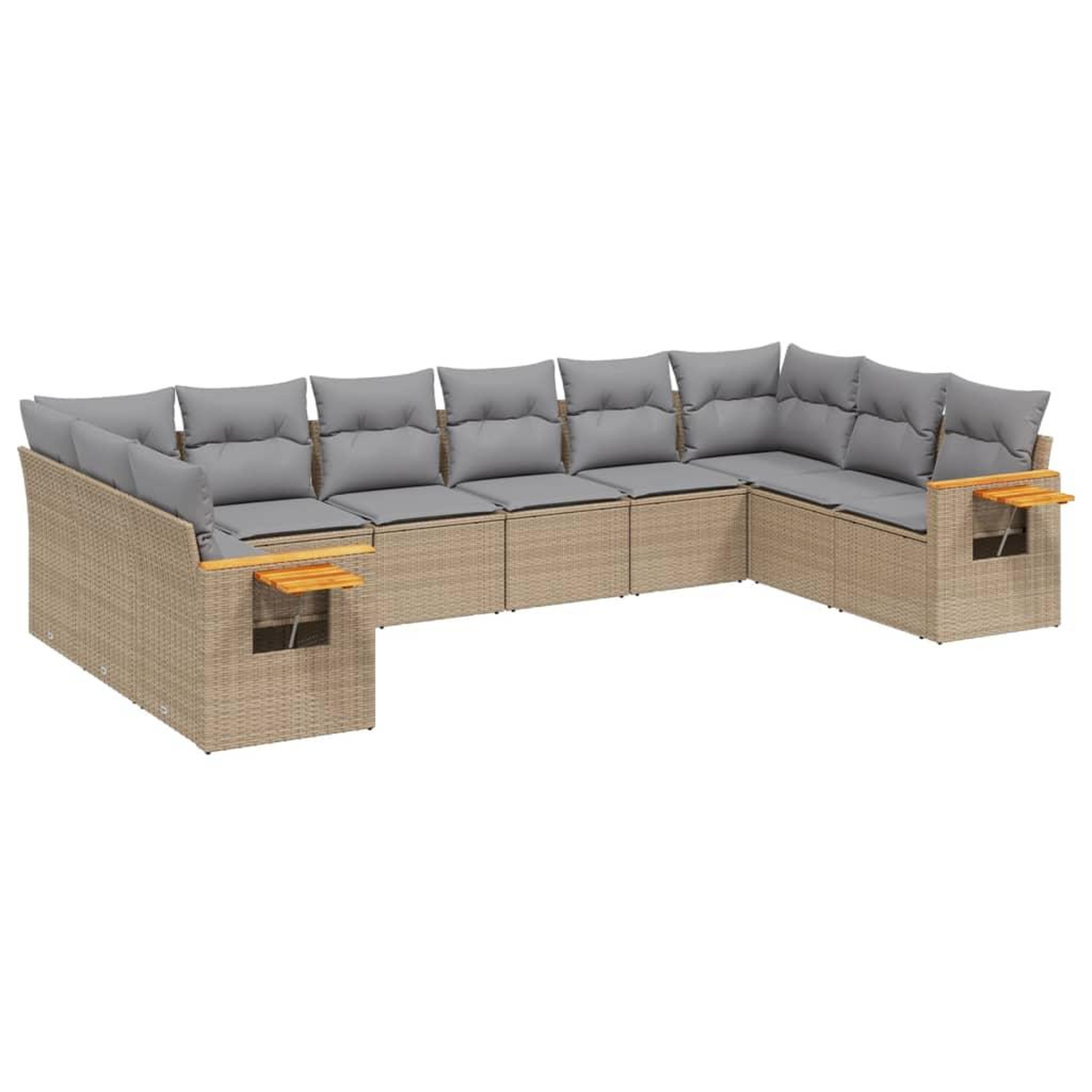 Voir la diapositive 2 : VIDAXL Salon de jardin avec coussins 10 pcs beige resine tressee