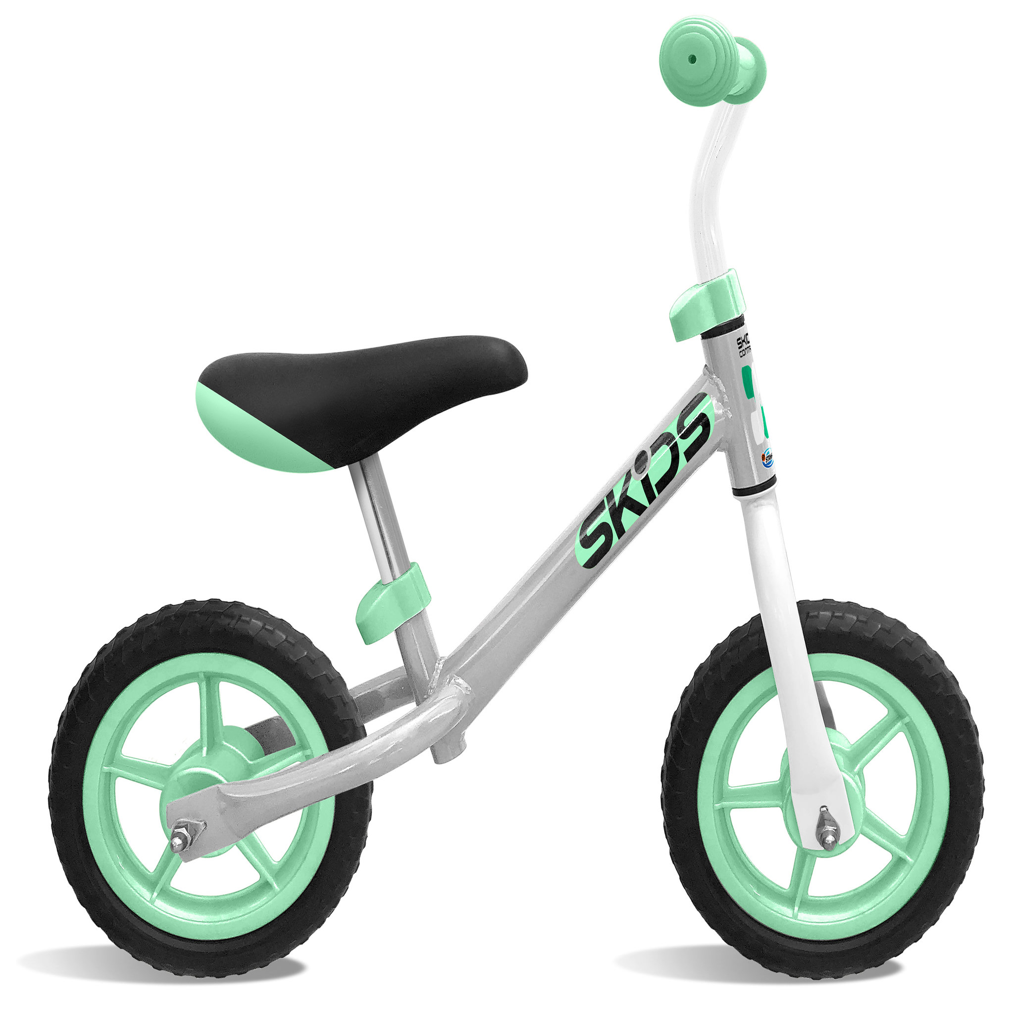 Voir la diapositive 1 : Draisienne 10 pouces Skids Control - Grise et turquoise