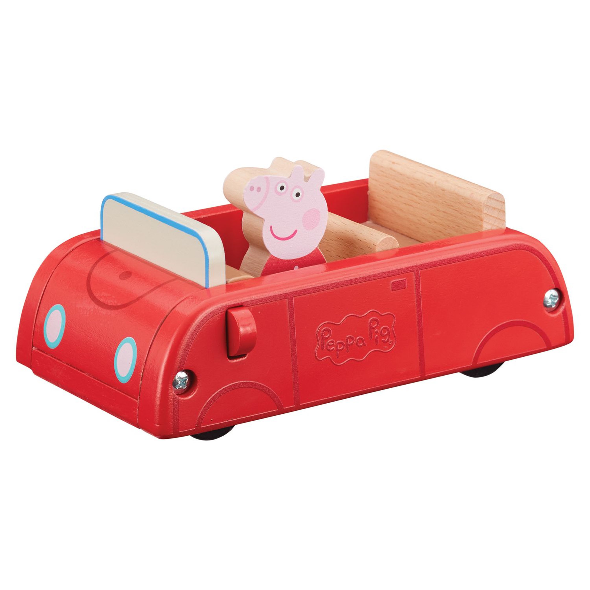 Voir la diapositive 2 : GIOCHI PREZIOSI Peppa Pig - Voiture en bois rouge avec 1 personnage