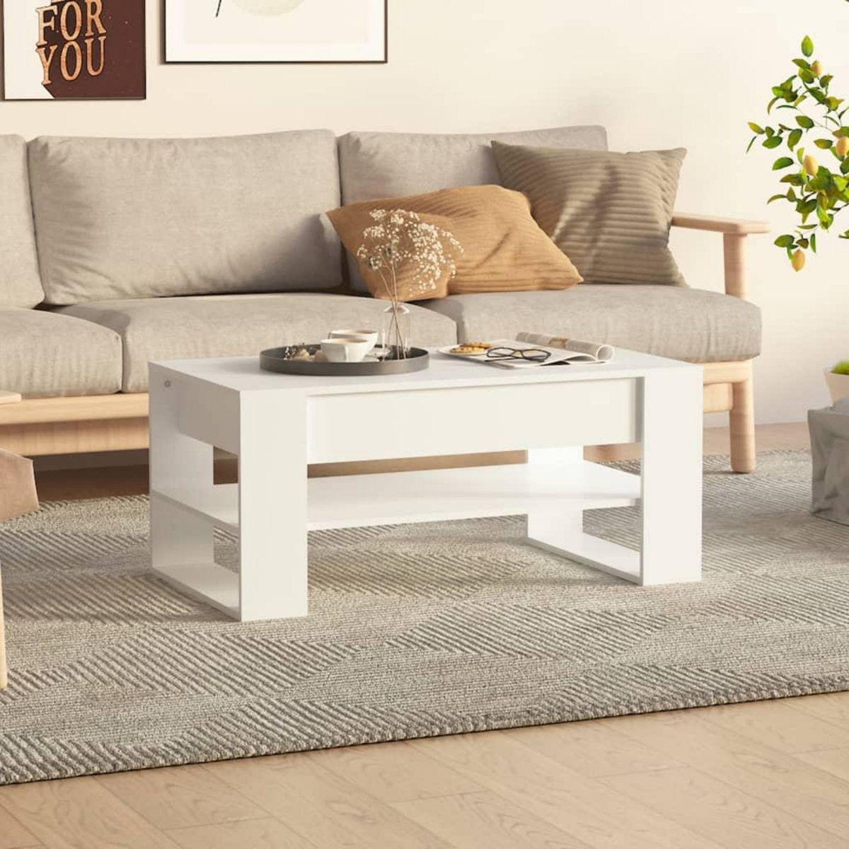 VIDAXL Table basse blanc 102x55x45 cm bois d'ingenierie