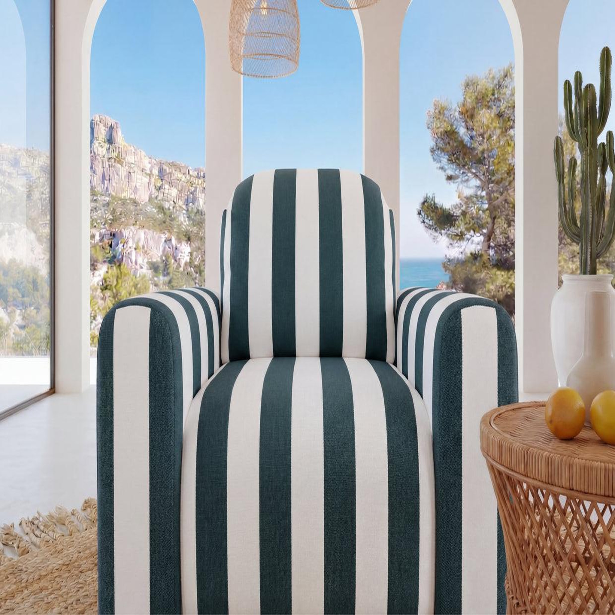 Voir la diapositive 5 : CASANOVA PARIS Elvis - fauteuil tissu rayé