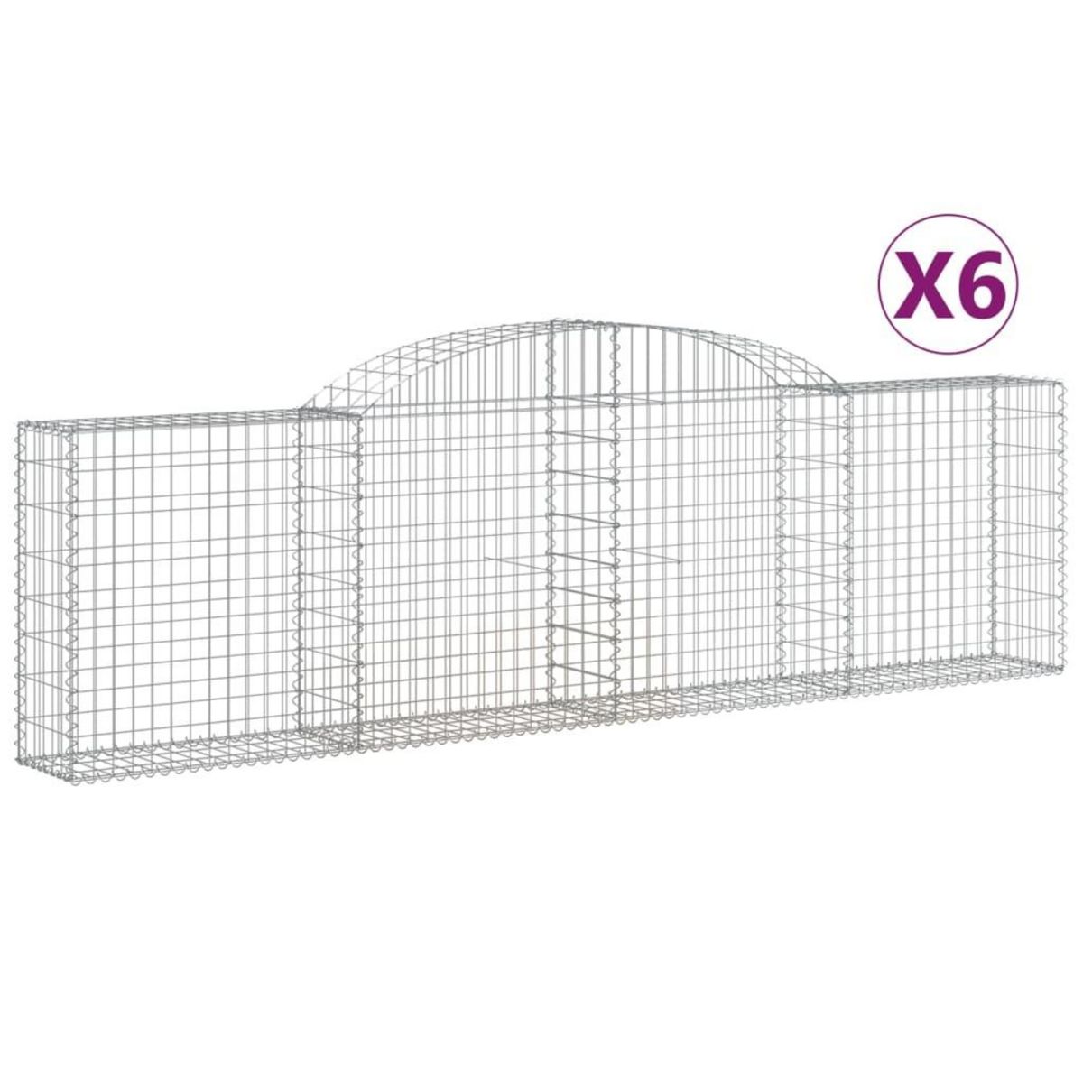 VIDAXL Paniers a gabions arques 6 pcs 300x30x80/100 cm fer galvanise