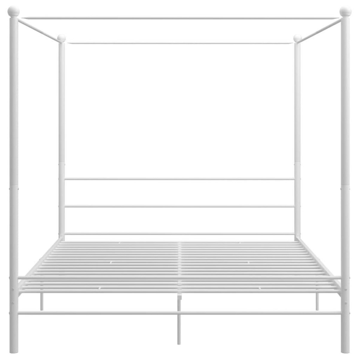 VIDAXL Cadre de lit a baldaquin sans matelas blanc metal 180x200 cm