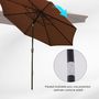 Voir la diapositive 4 : OUTSUNNY Parasol en aluminium rond polyester 180g/m² manivelle inclinable Ø 3 x 2,45 m chocolat