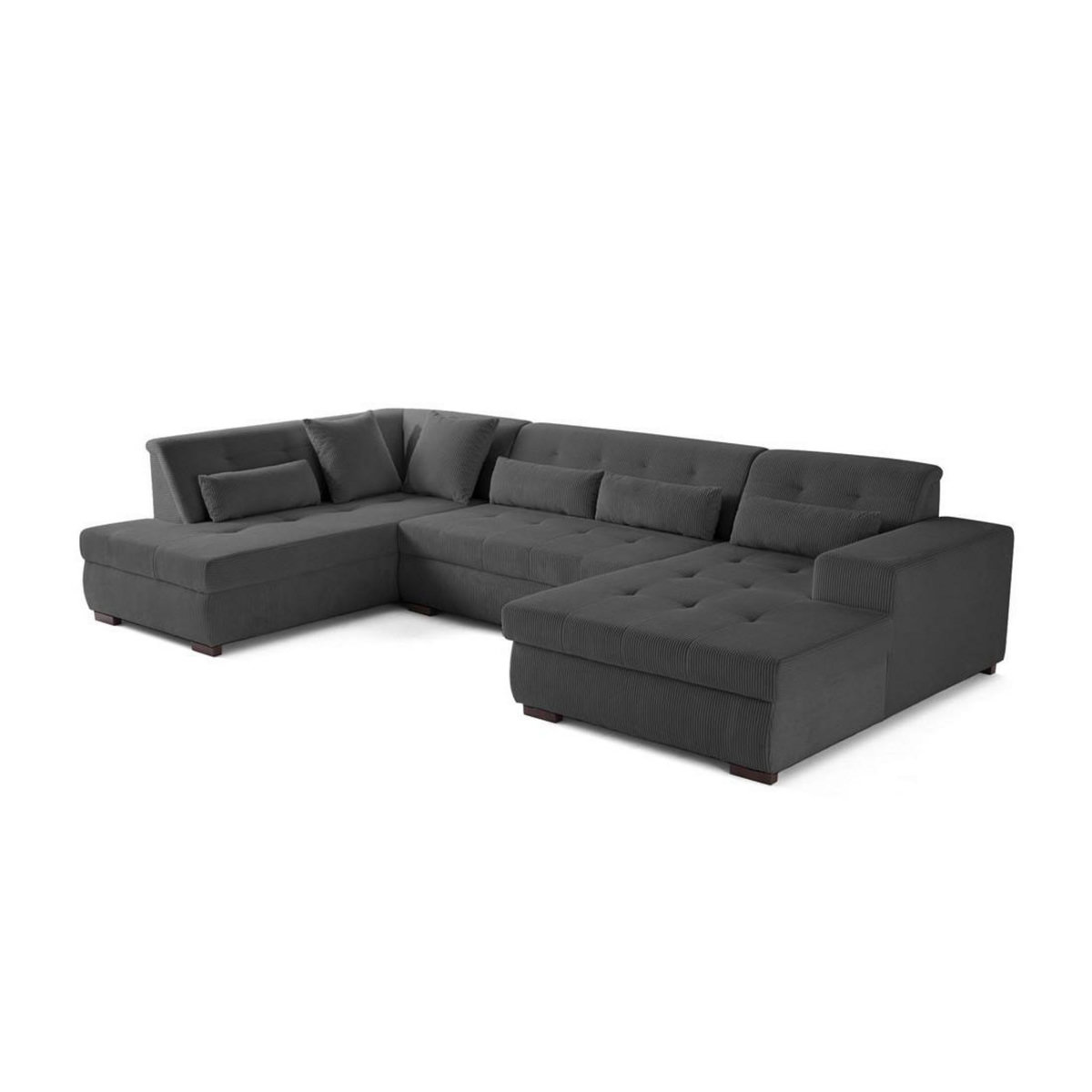 LISA DESIGN Vermont - canapé panoramique d'angle gauche - 7 places - en velours côtelé
