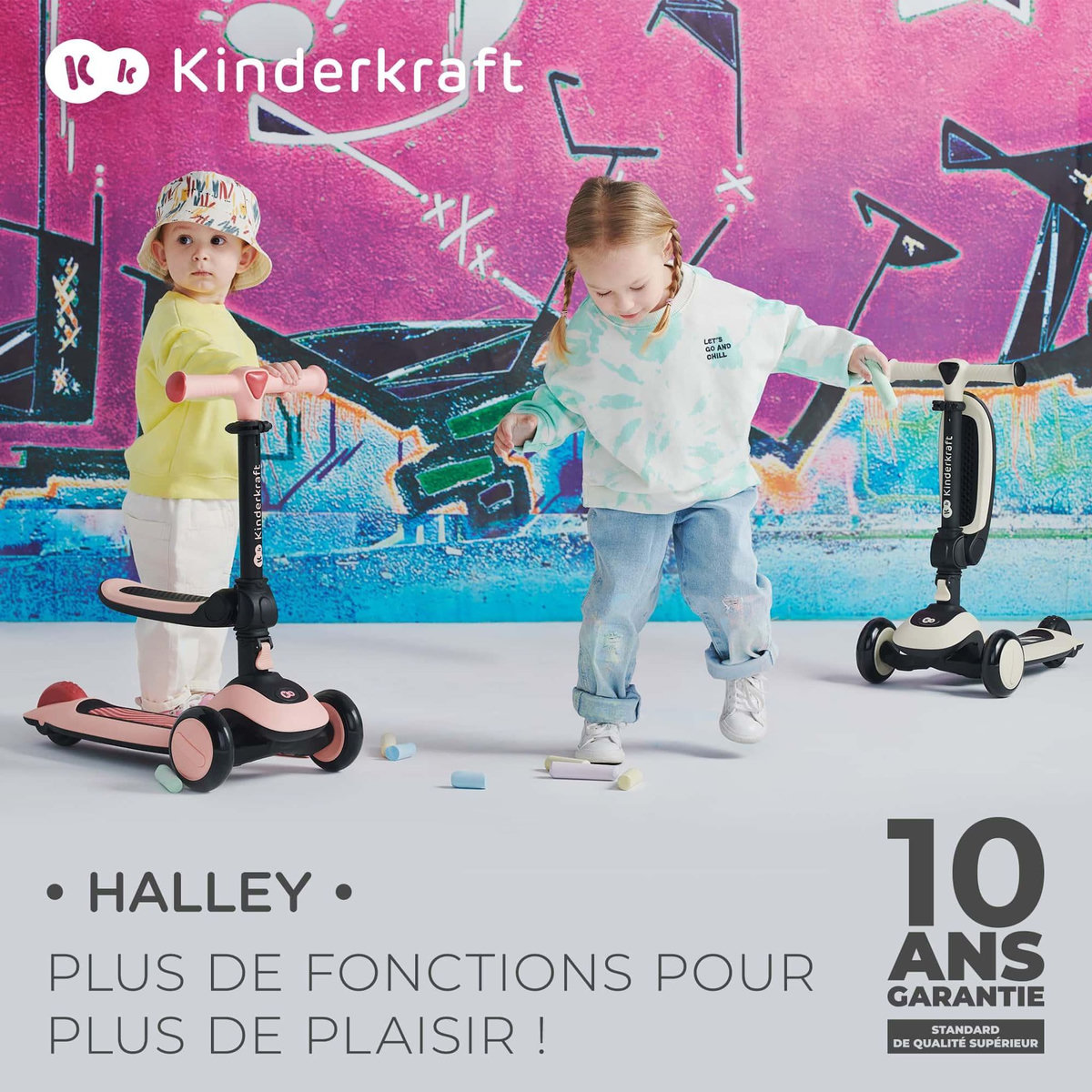 KINDERKRAFT Trottinette enfant pliante avec siege et roues lumineuses