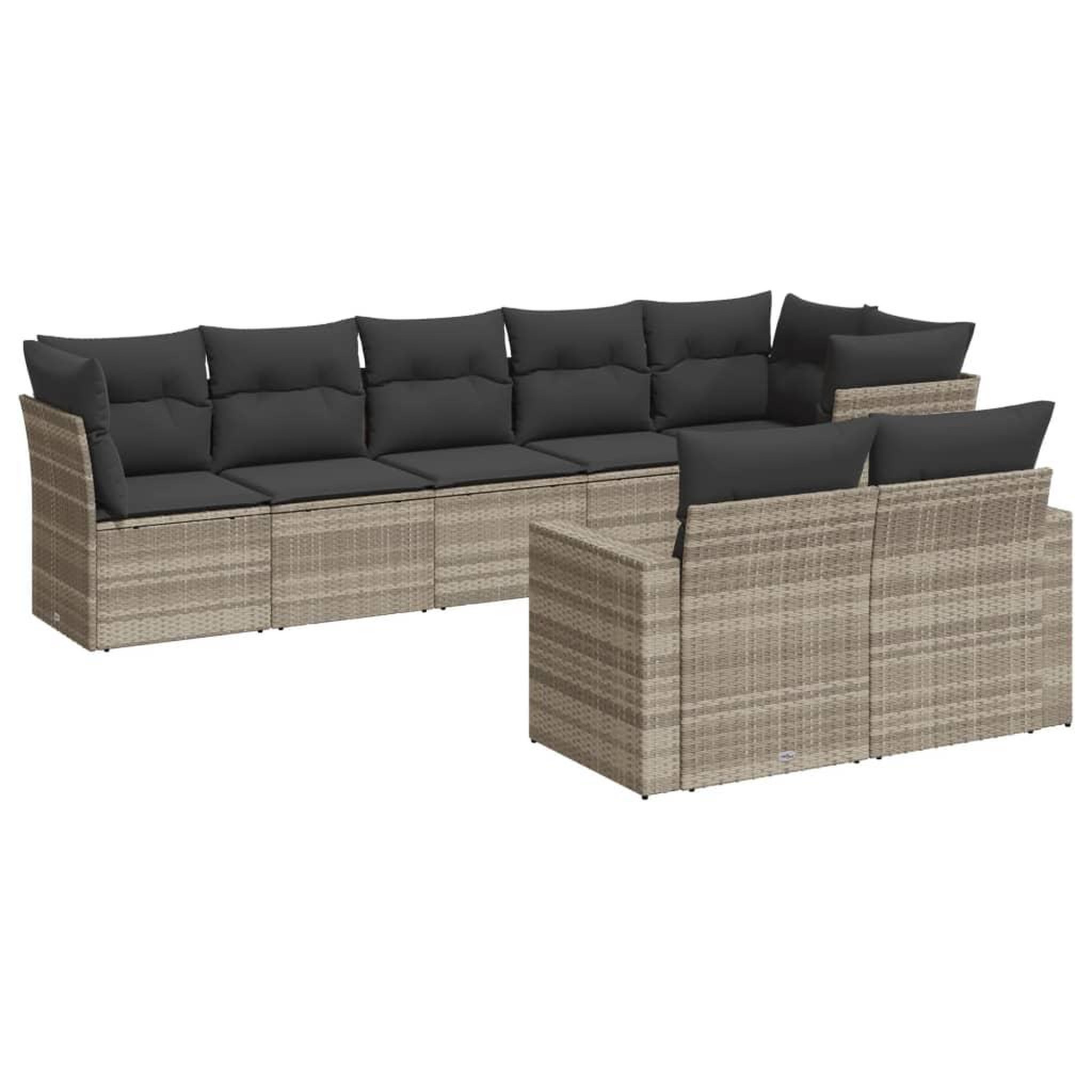 Voir la diapositive 2 : VIDAXL Salon de jardin 8 pcs avec coussins gris clair resine tressee