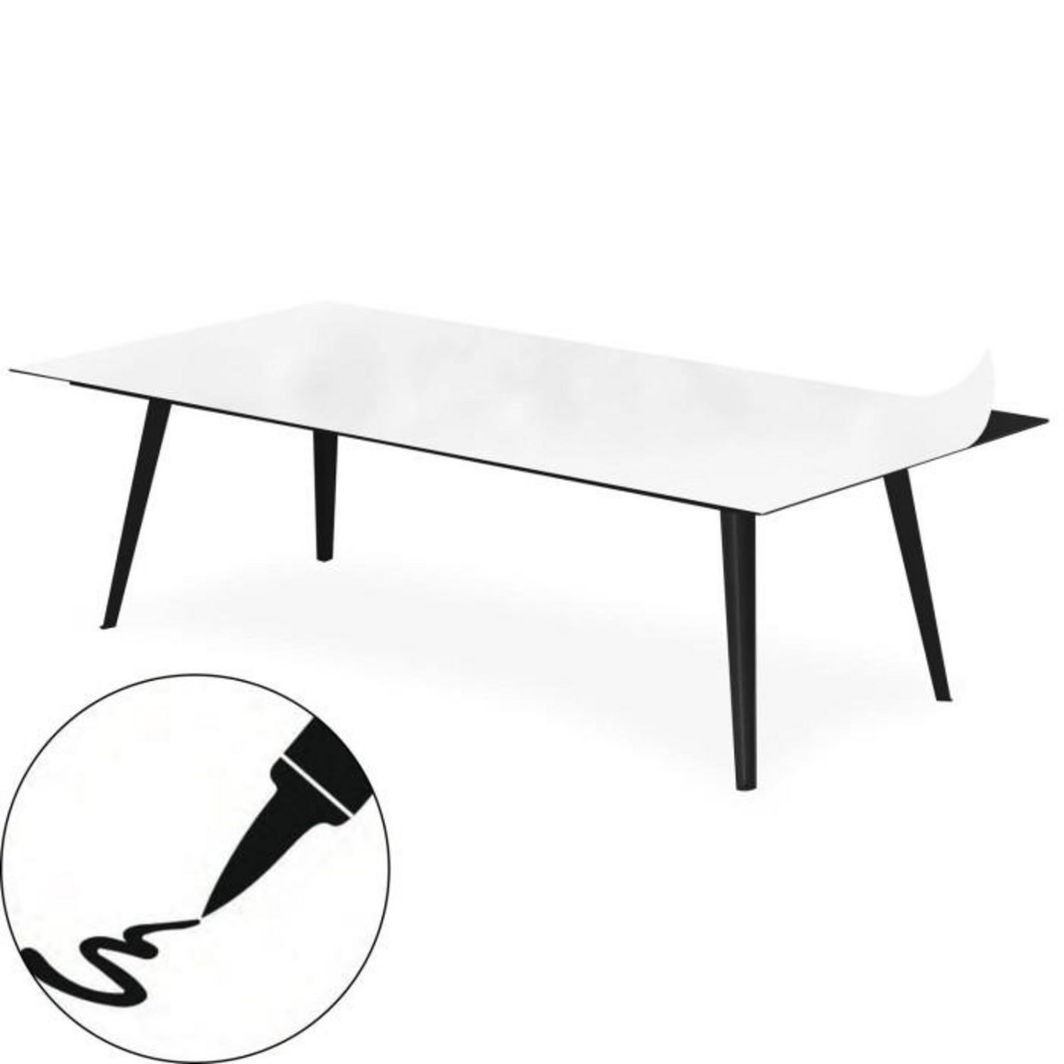 Paris Prix Table Basse 1 Cover  Tableau Effaçable  120cm Noir