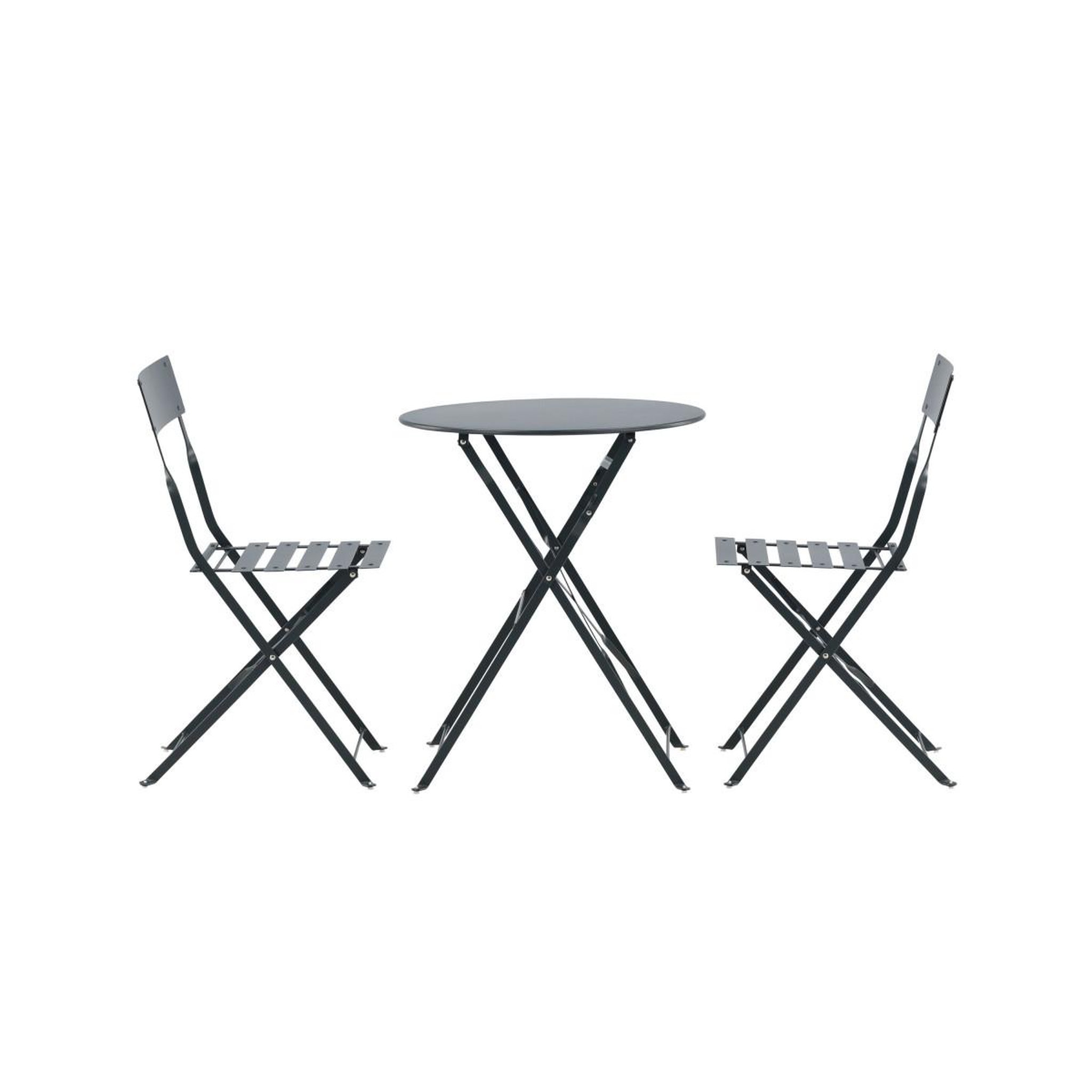 Voir la diapositive 4 : Paris Prix Ensemble table de jardin & 2 chaises  marseille  71cm gris foncé