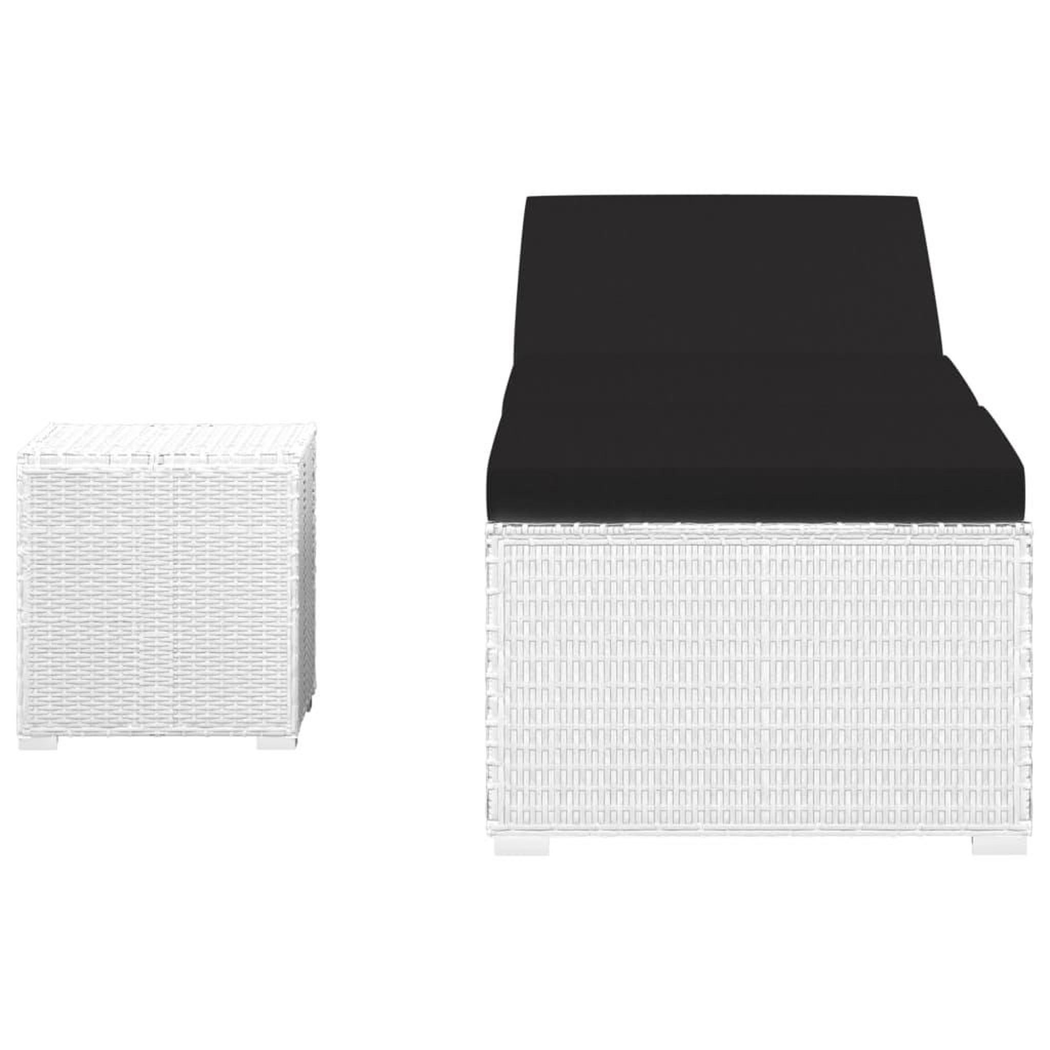 Voir la diapositive 3 : VIDAXL Chaise longue avec coussin et table a the rotin Blanc