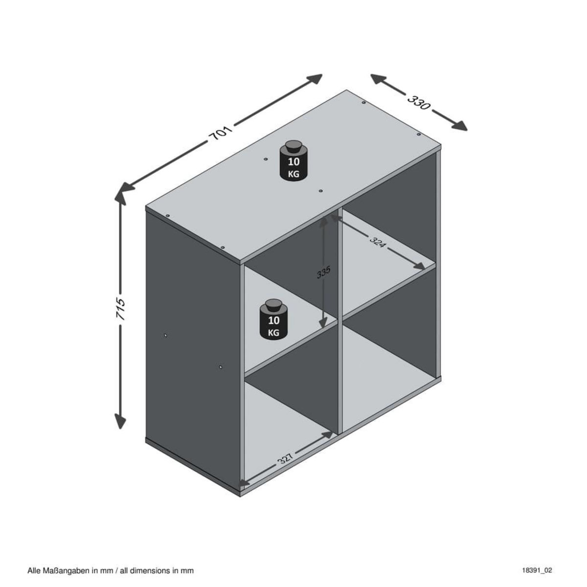 FMD FMD Etagere sur pied avec 4 compartiments Blanc