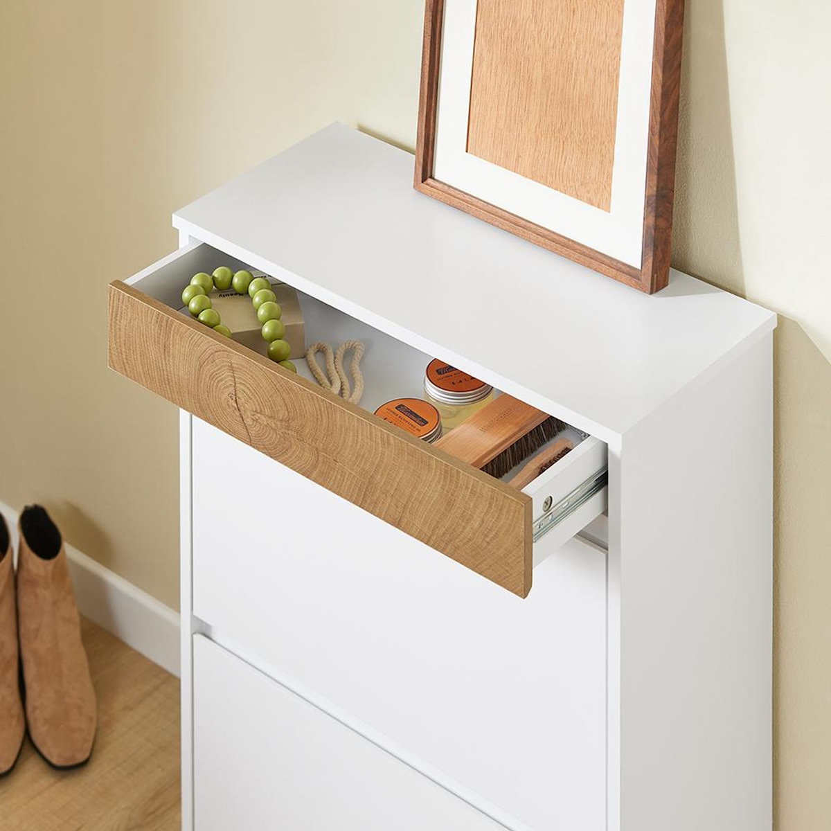 SOBUY SoBuy - Meuble À Chaussures avec un tiroir - Blanc - 61x25x91cm - Nordique - FSR205-NW