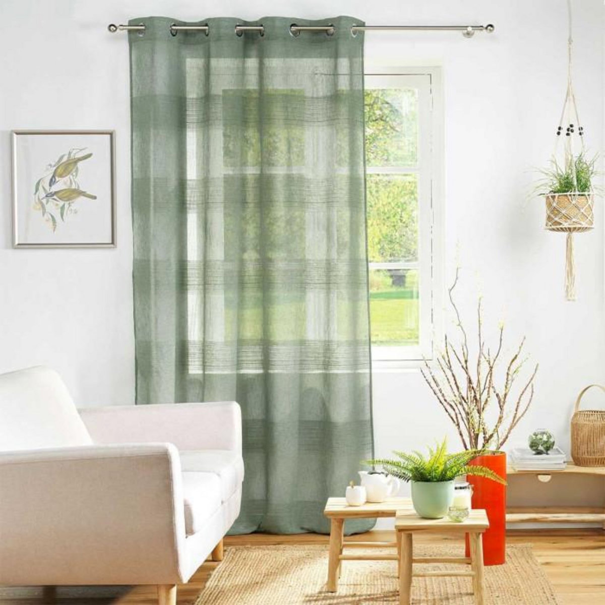 Paris Prix Rideau Voilage à Œillets  Terraza  140x280cm Vert