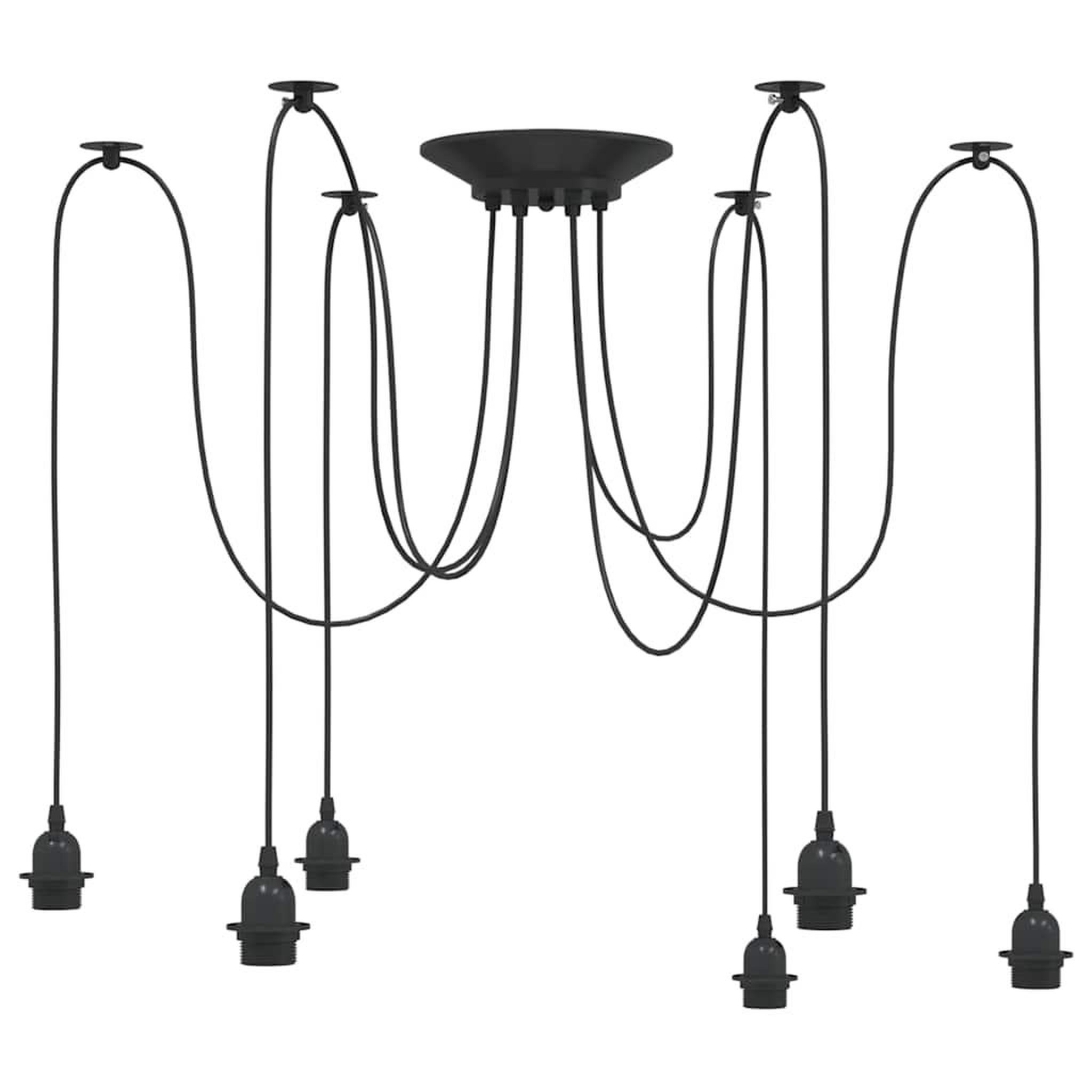 Voir la diapositive 2 : VIDAXL Lampe suspendue avec 6 porte-lampes E27 noir metal
