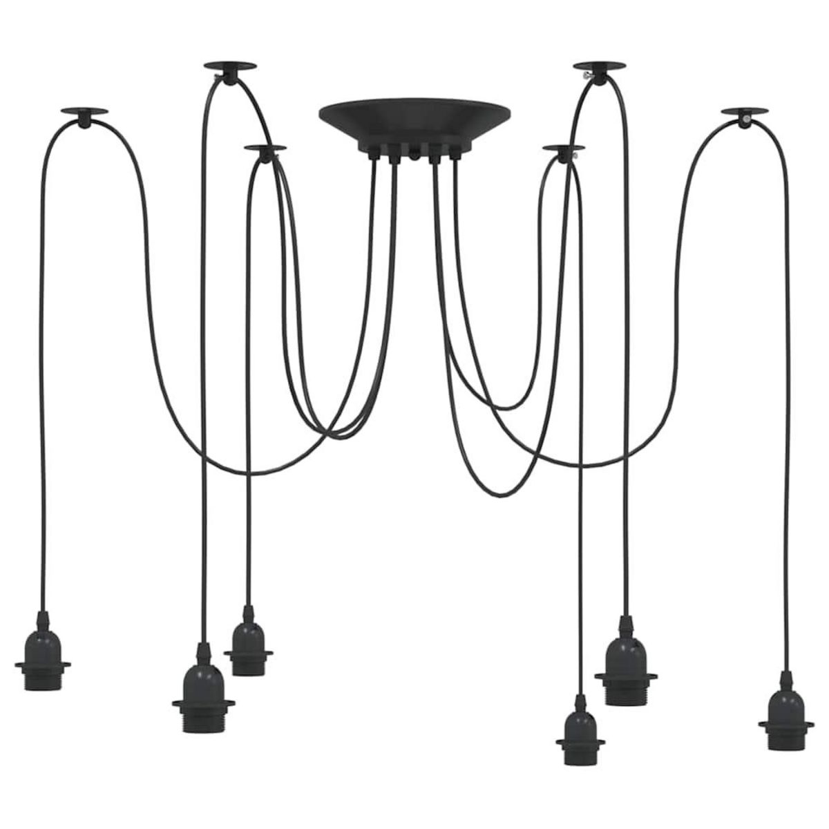 VIDAXL Lampe suspendue avec 6 porte-lampes E27 noir metal