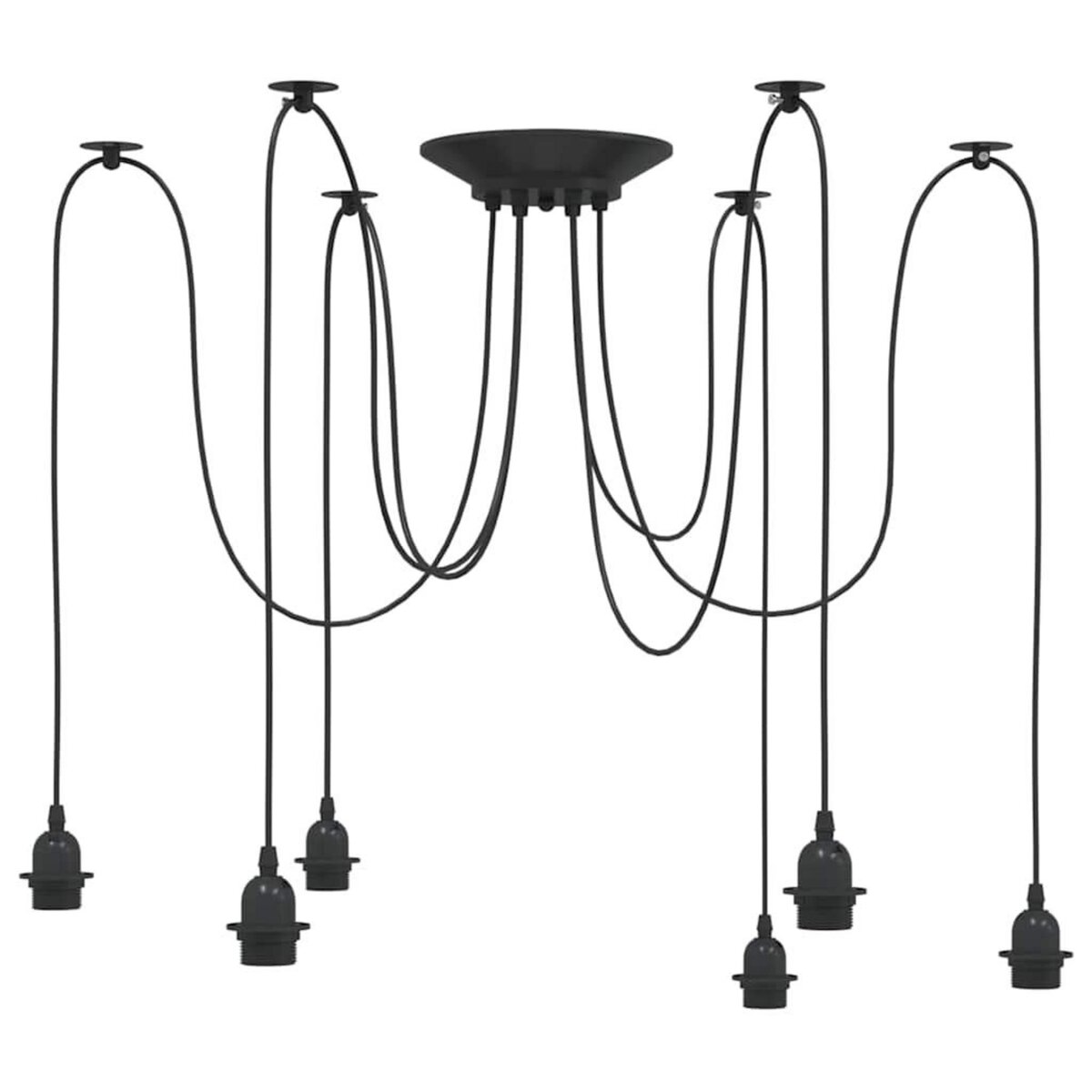 VIDAXL Lampe suspendue avec 6 porte-lampes E27 noir metal