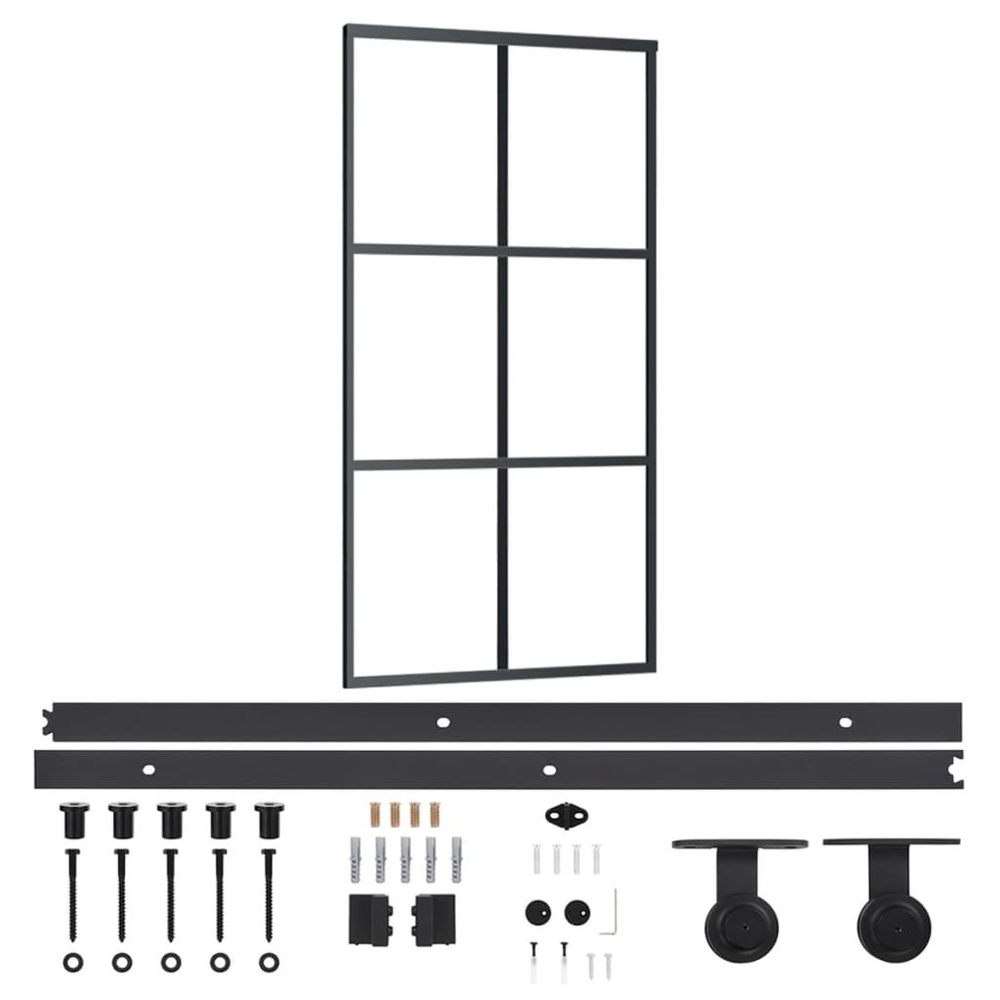 Voir la diapositive 2 : VIDAXL Porte coulissante et quincaillerie Verre et Aluminium 102x205cm