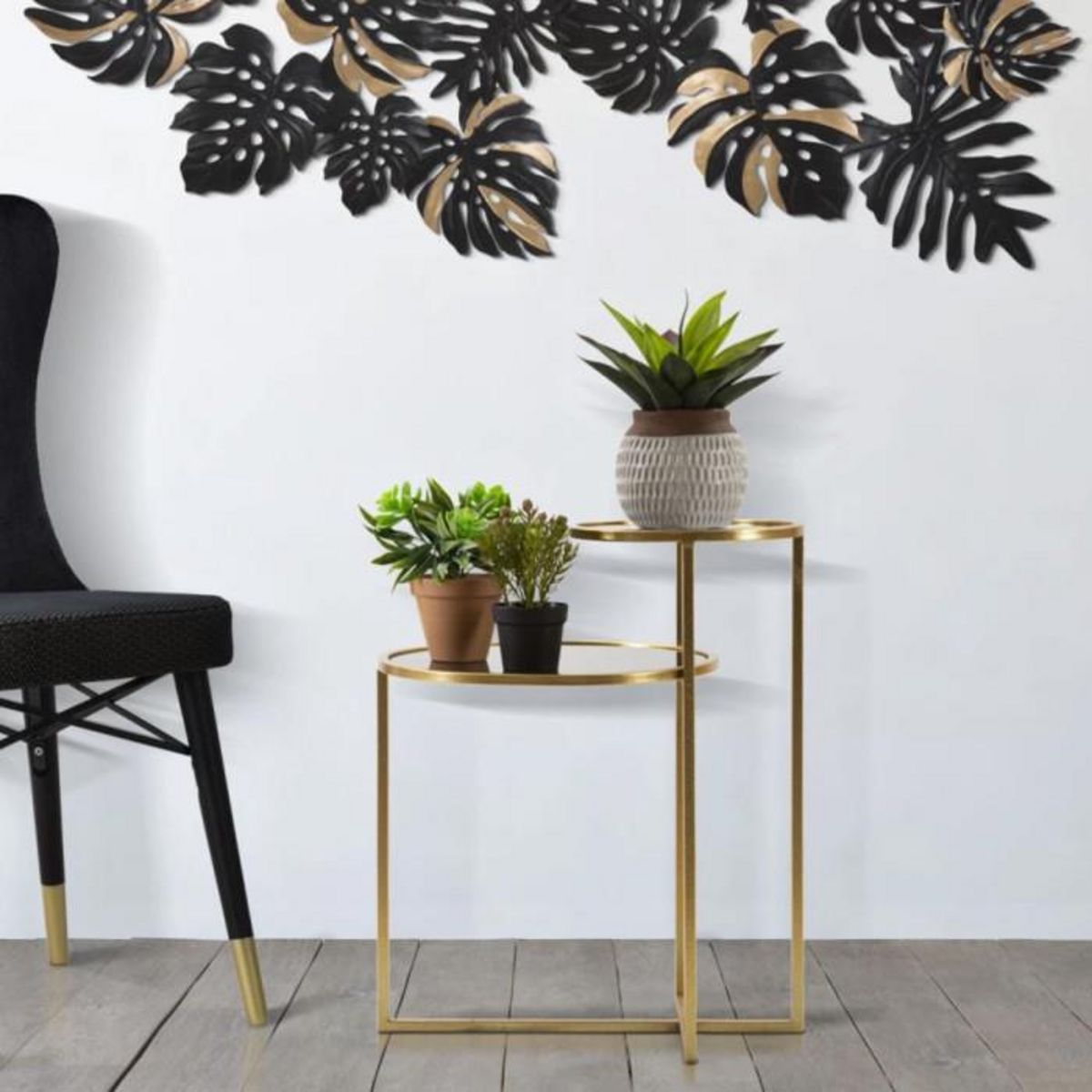 Paris Prix Table d'Appoint Double Plateaux  Level  60cm Or