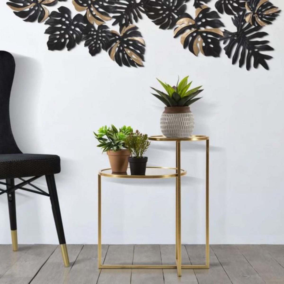 Paris Prix Table d'Appoint Double Plateaux  Level  60cm Or