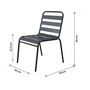 Voir la diapositive 3 : Habitat et Jardin Lot de 4 chaises de jardin en métal empilables  Bilbao  - Gris
