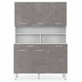 Voir la diapositive 4 : ID MARKET Buffet de cuisine 120 CM CINA 6 portes + tiroir blanc et effet béton