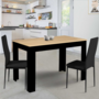 Voir la diapositive 2 : ID MARKET Table à manger rectangle ROZY 6 personnes noire plateau façon hêtre 110 cm