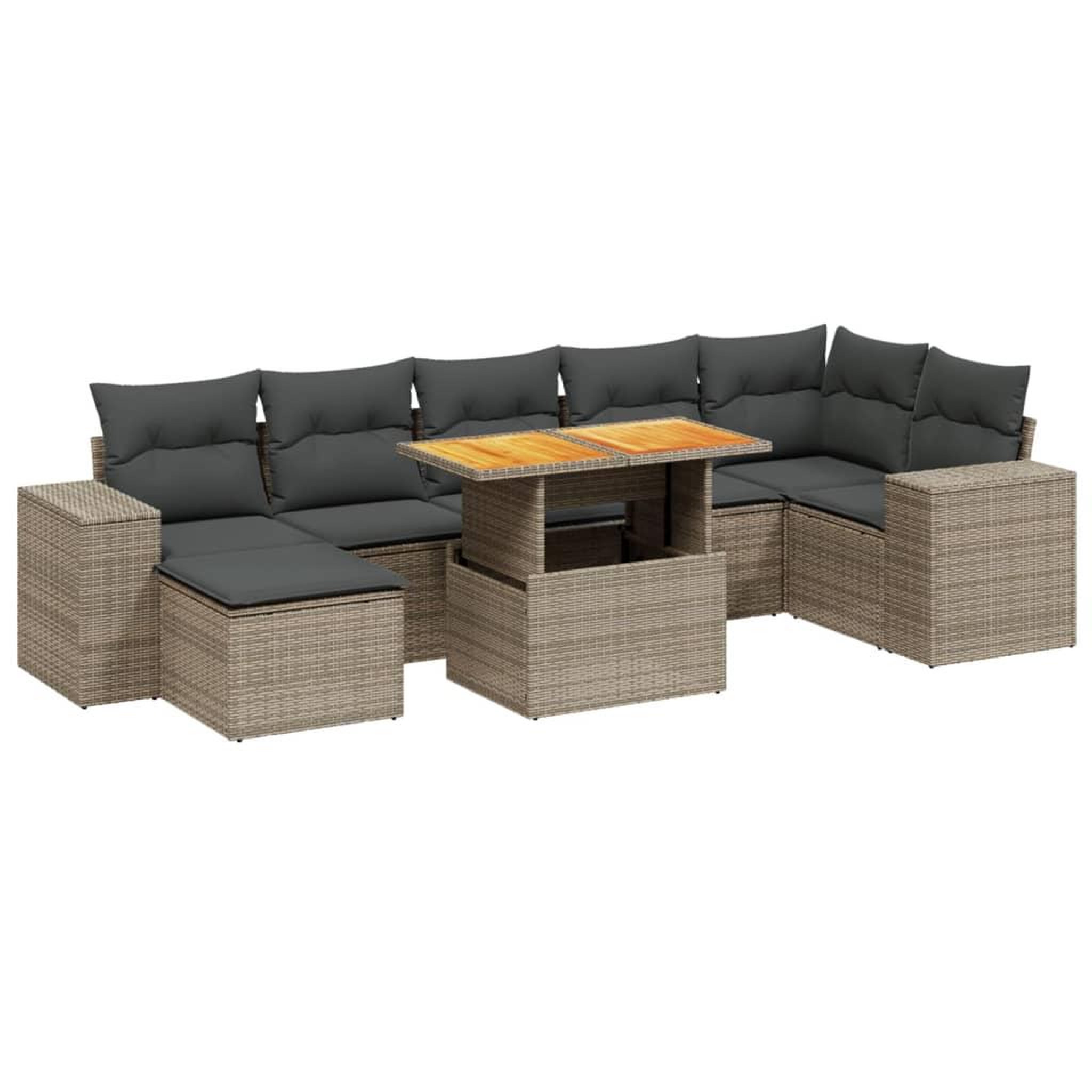 Voir la diapositive 2 : VIDAXL Salon de jardin 8 pcs avec coussins gris resine tressee