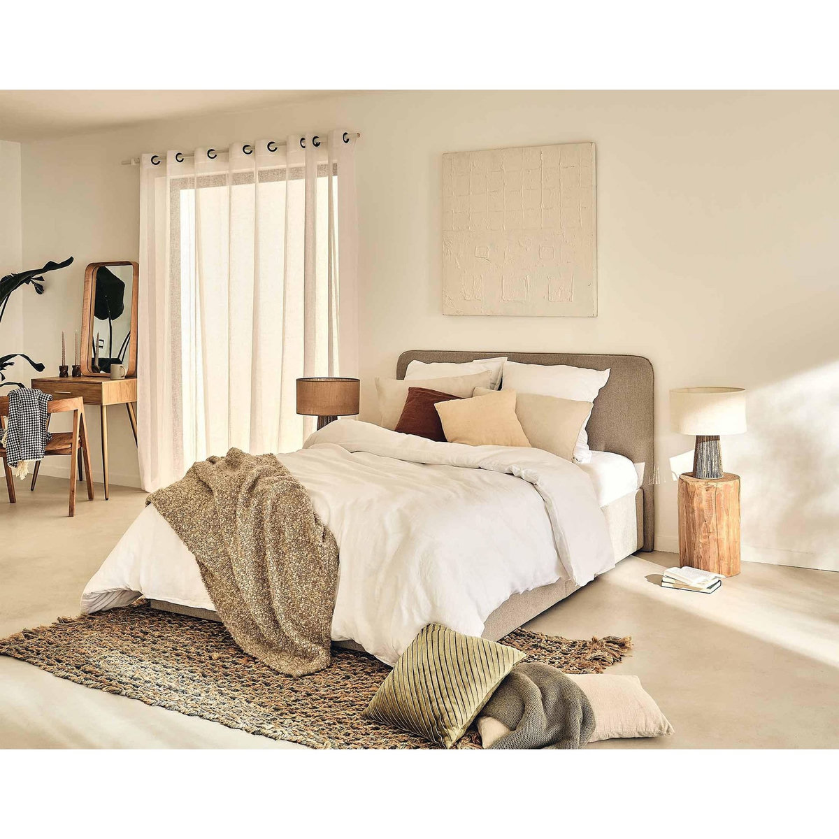 BEST MOBILIER Goyave - lit coffre - 160x200 - en tissu - sommier inclus