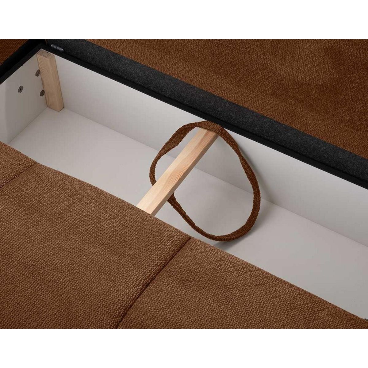 BEST MOBILIER Leonie - canapé d'angle droit 4 places convertible avec coffre en velours texturé