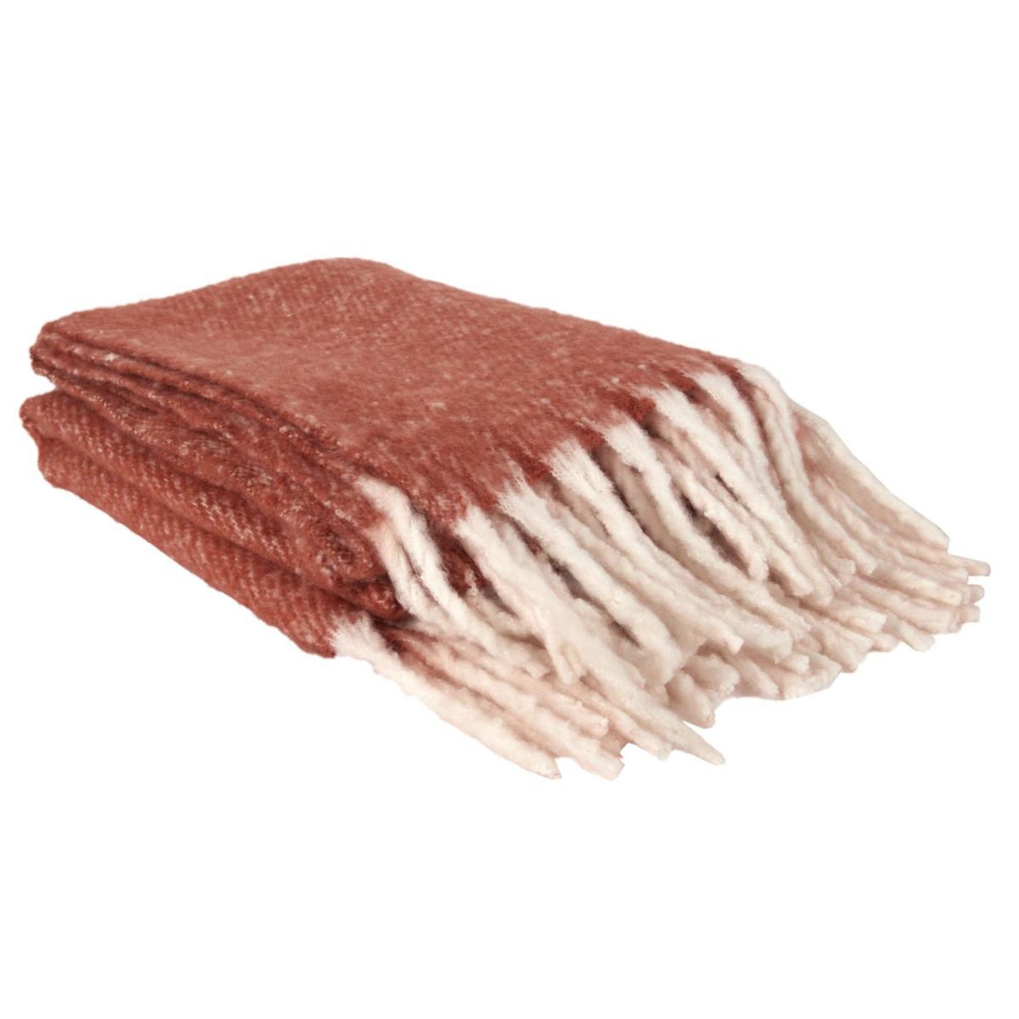 The Home Deco Factory Plaid à franges  coy  120x150cm terracotta