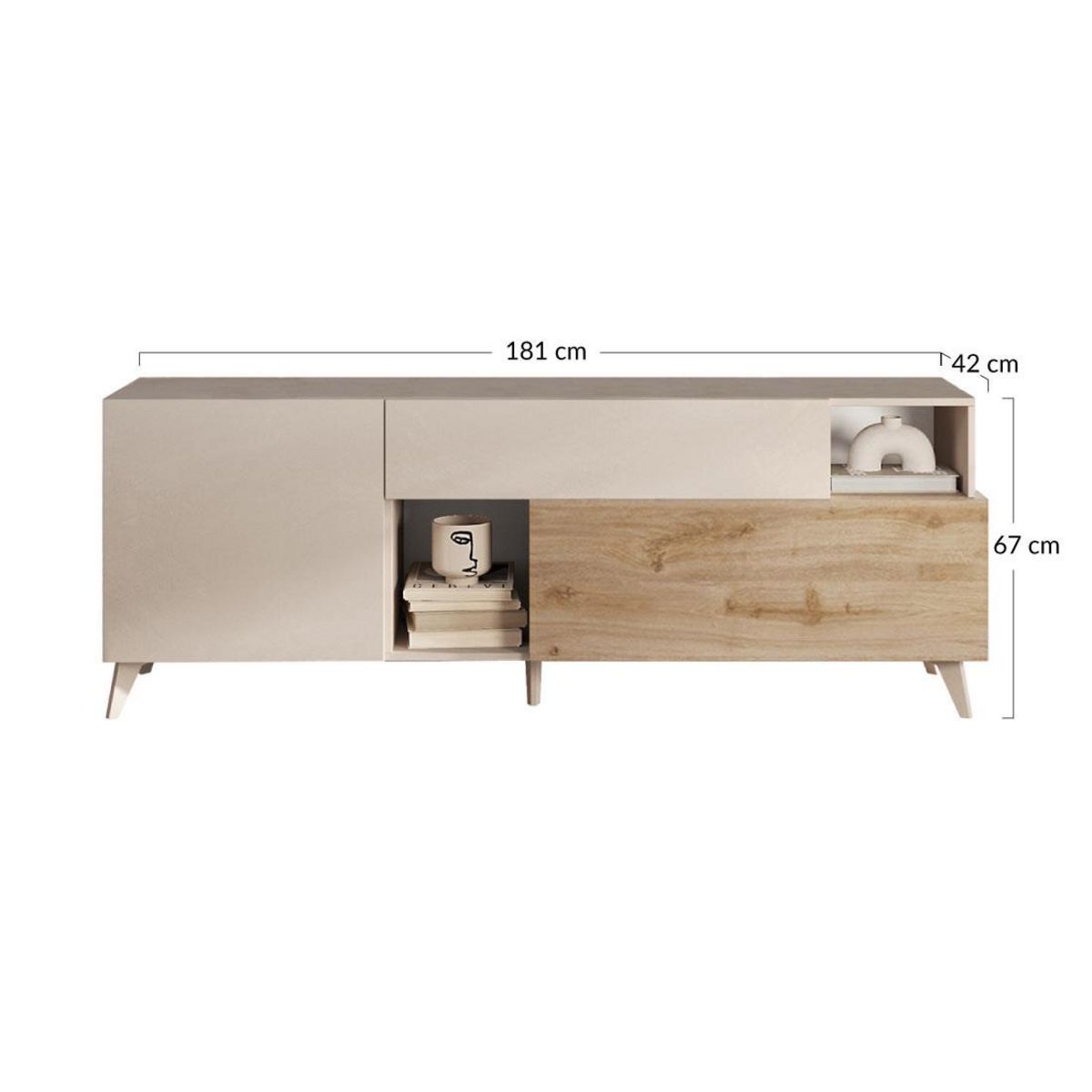 BEST MOBILIER Estelle - meuble tv - 2 portes et 1 tiroir - 181 cm