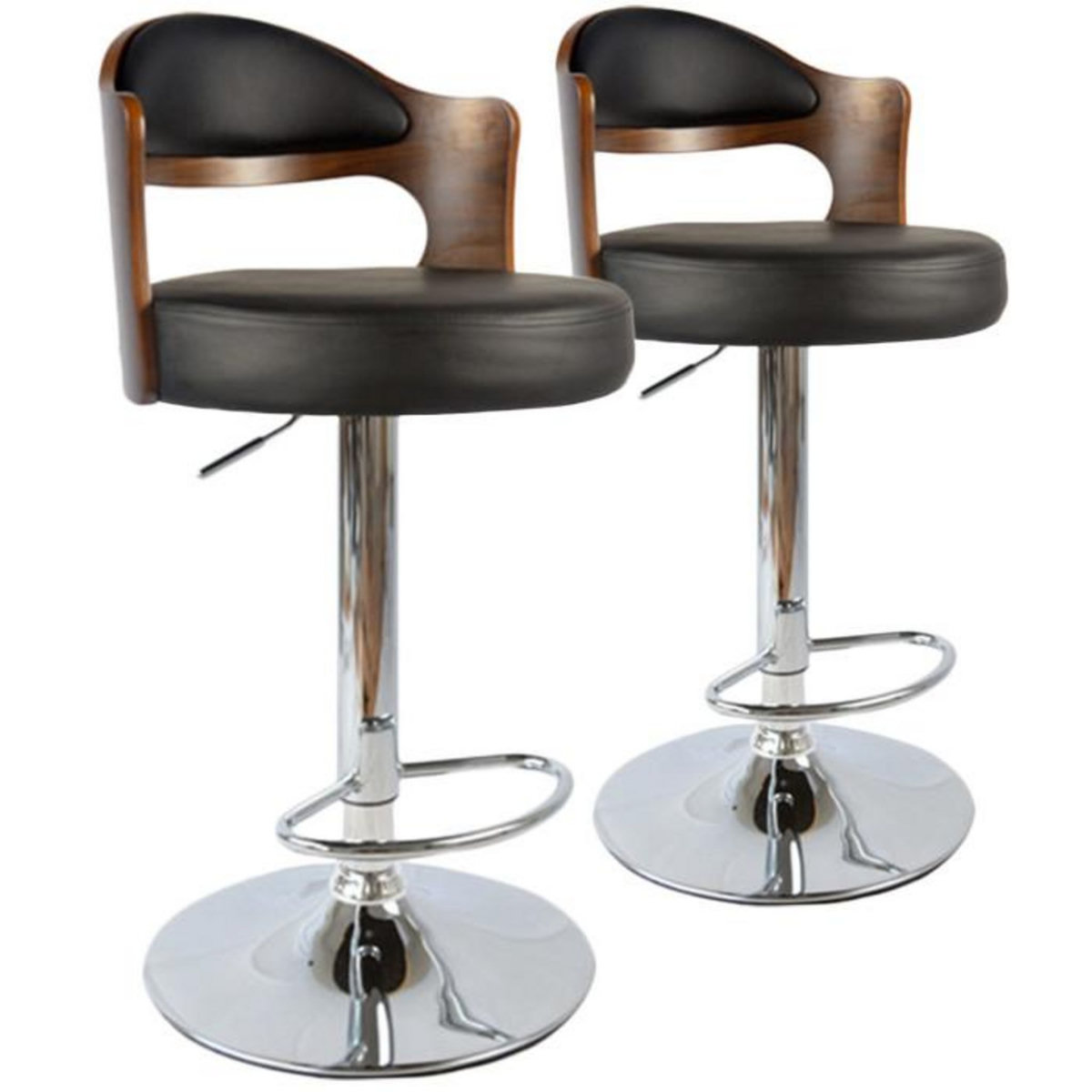 Paris Prix Lot de 2 Chaises de Bar  David  90-110cm Noisette & Noir