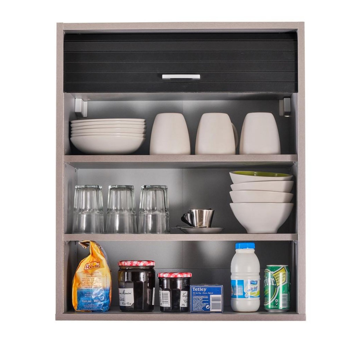 Rangement de cuisine à rideau coloris aluminium L60 cm - COOKING