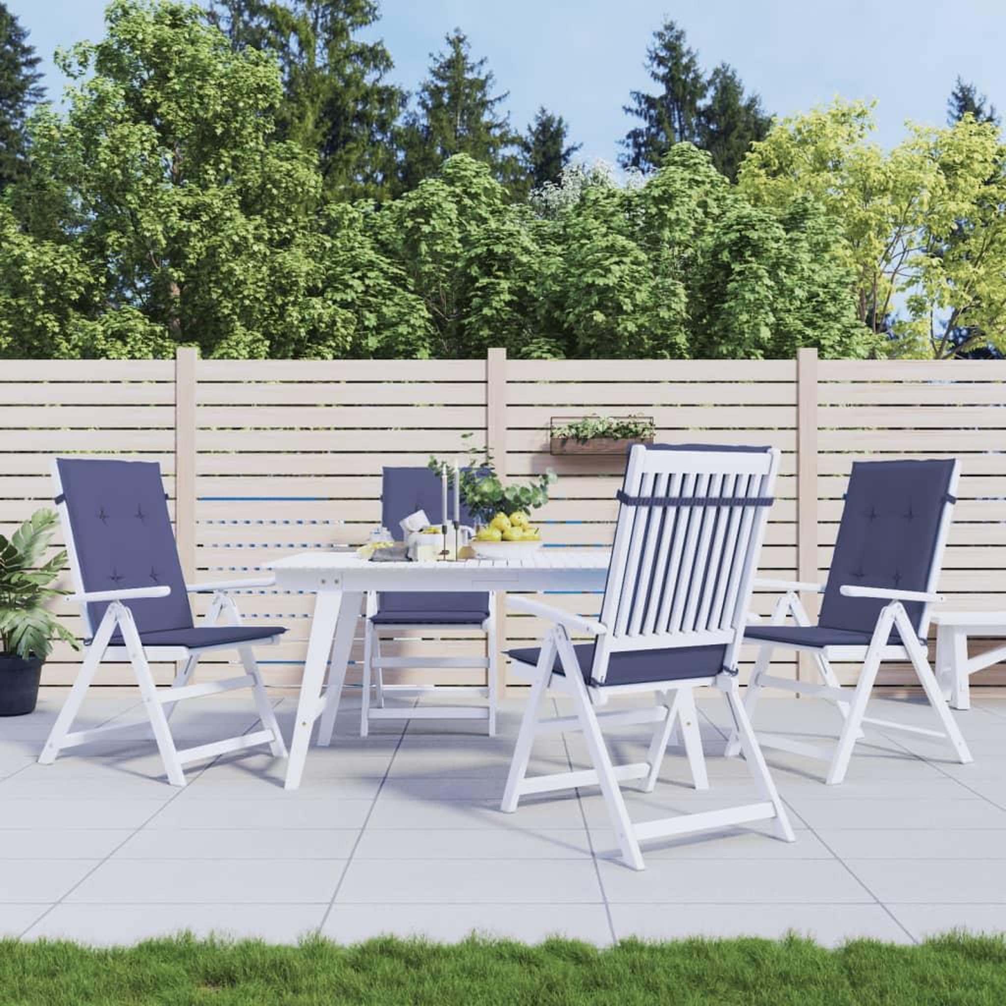 VIDAXL Coussins de chaise a dossier haut lot de 4 bleu marine tissu