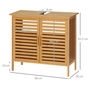 Voir la diapositive 3 : KLEANKIN Meuble sous-vasque 2 portes à lattes - dim. 66L x 29l x 61,5H cm - bois de bambou verni