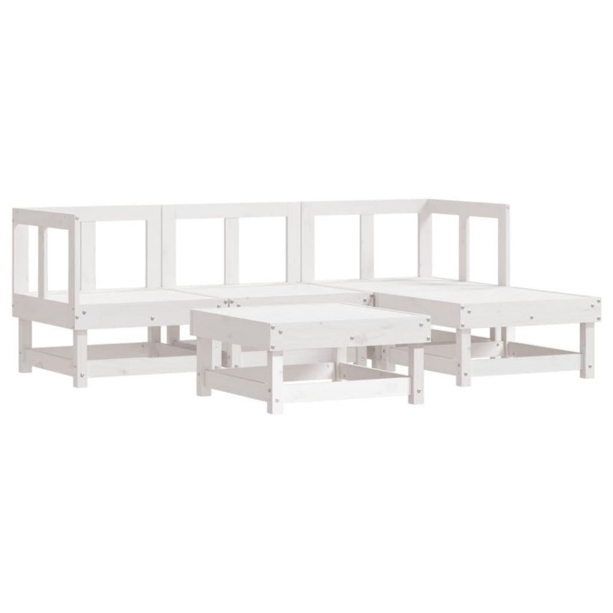 VIDAXL Salon de jardin 5 pcs avec coussins blanc bois massif