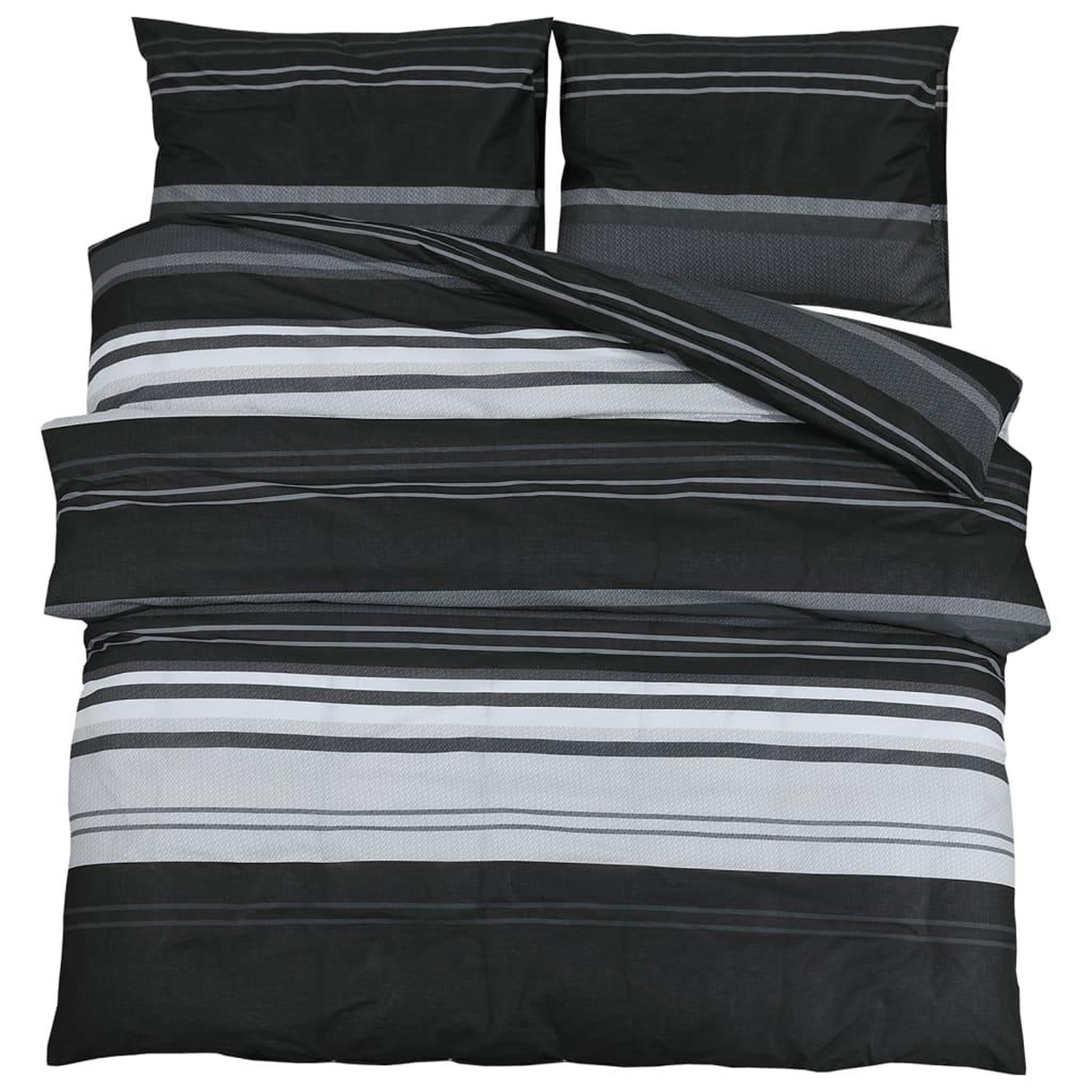Voir la diapositive 2 : VIDAXL Ensemble de housse de couette noir et blanc 200x200 cm Coton