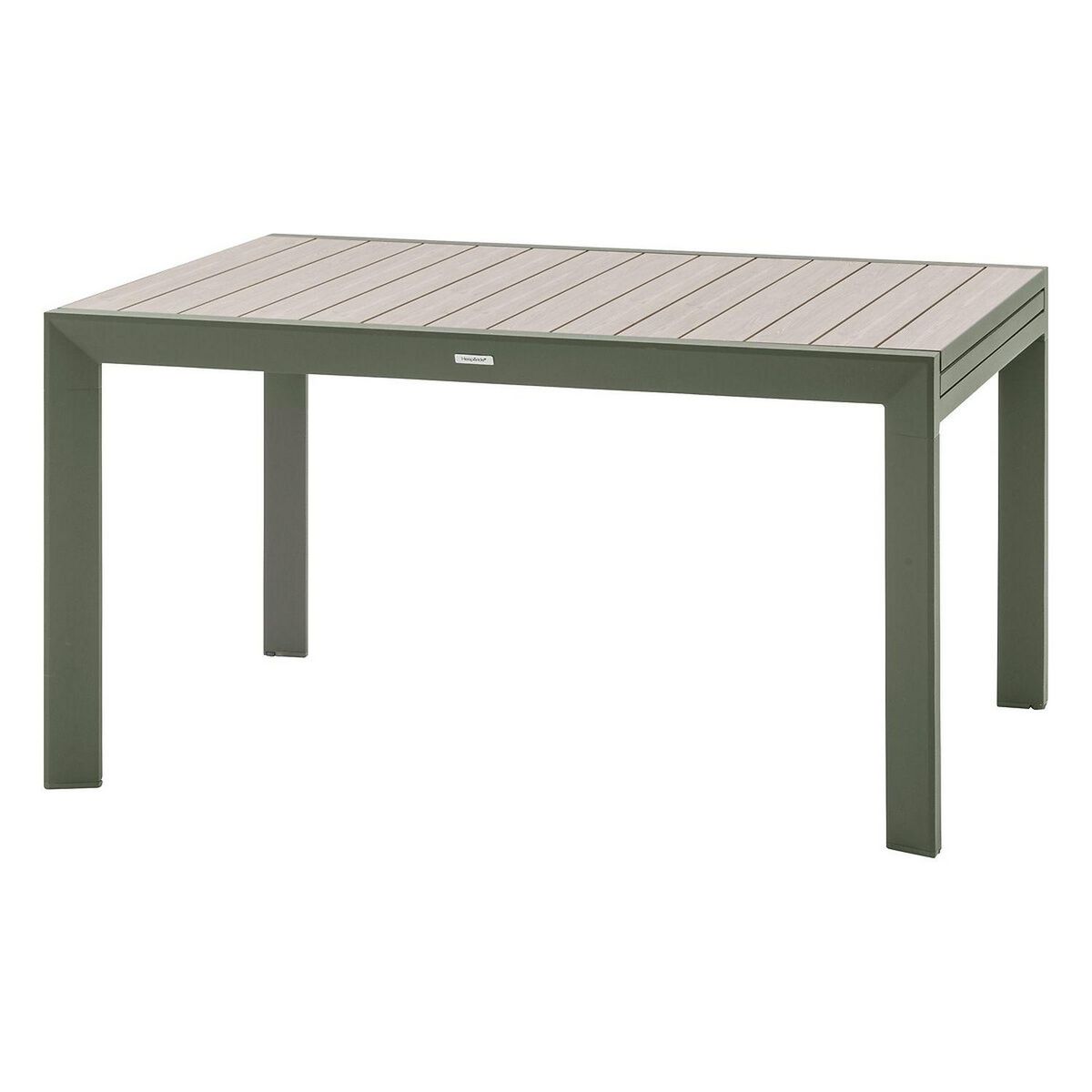 HESPERIDE Table de jardin extensible en aluminium effet bois 10 places EVASION - Lin et vert laurier