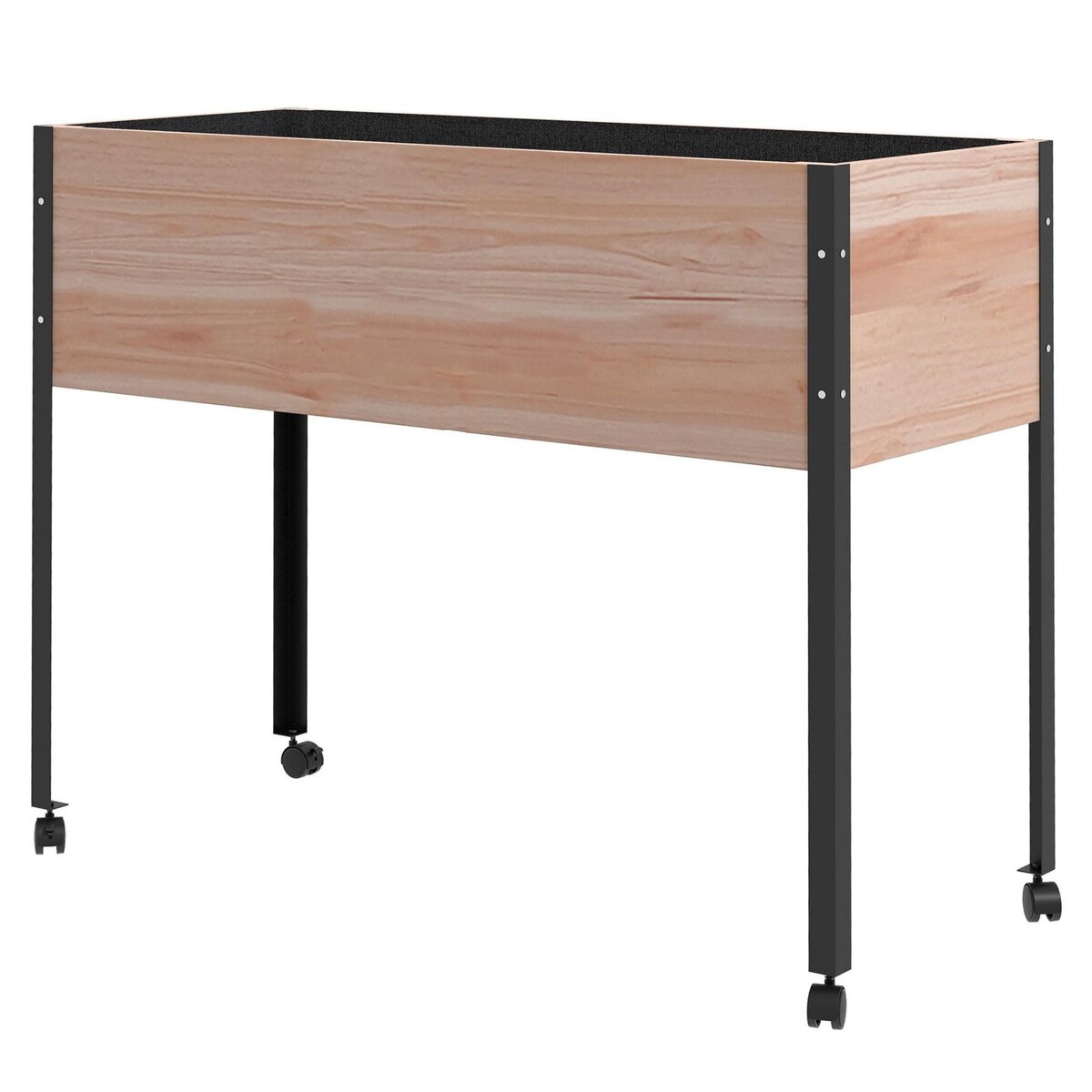 OUTSUNNY Jardinière sur pied - potager sur roulettes - inserts d'irrigation, feutre drainage inclus - acier bois sapin pré-huilé