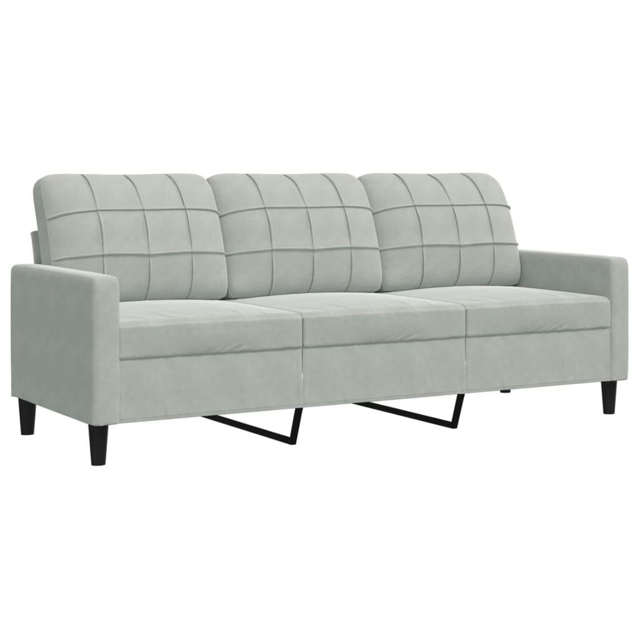 Voir la diapositive 2 : VIDAXL Canape a 3 places Gris clair 180 cm Velours