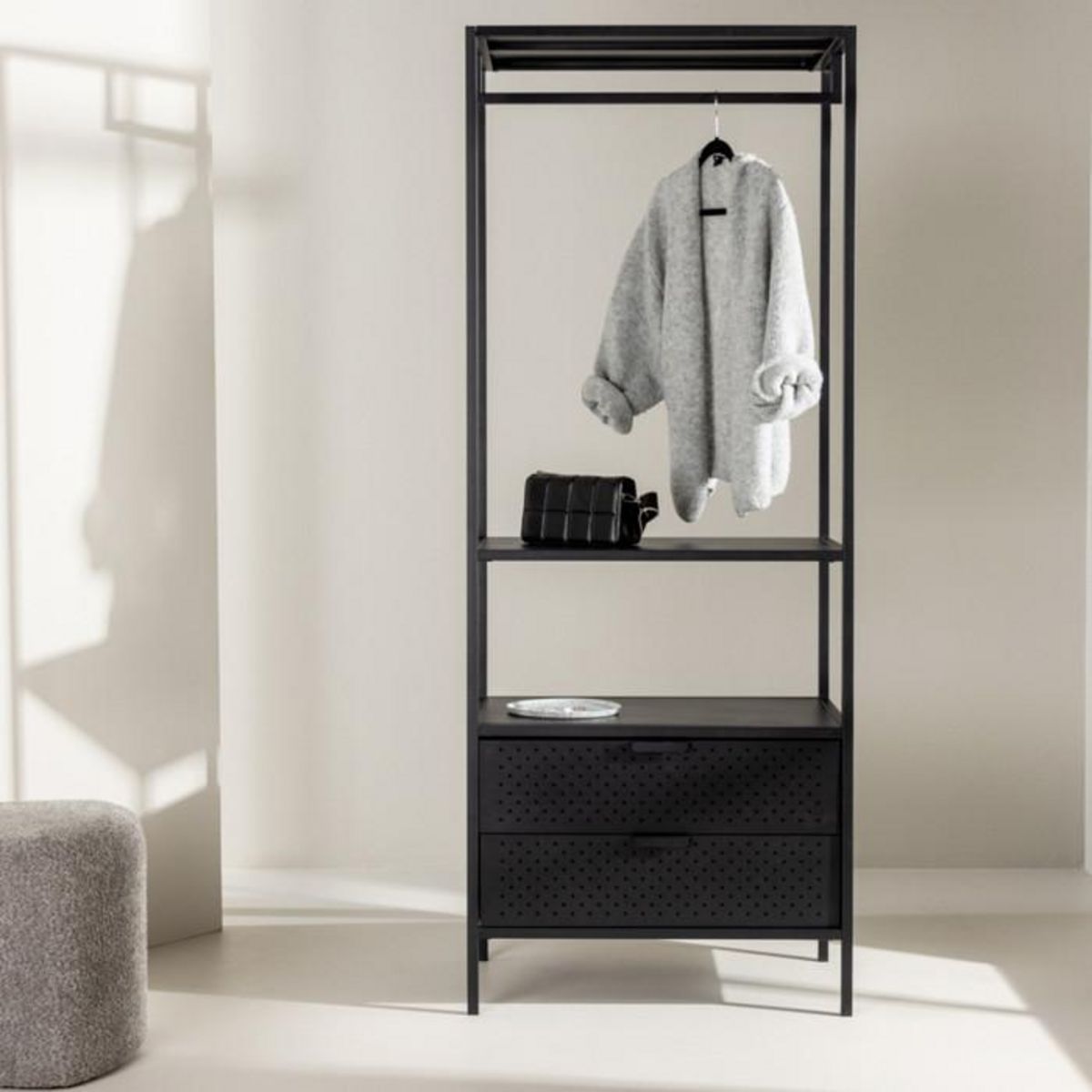 Paris Prix Portant à Vêtements Avec Tiroirs  Malibu  180cm Noir