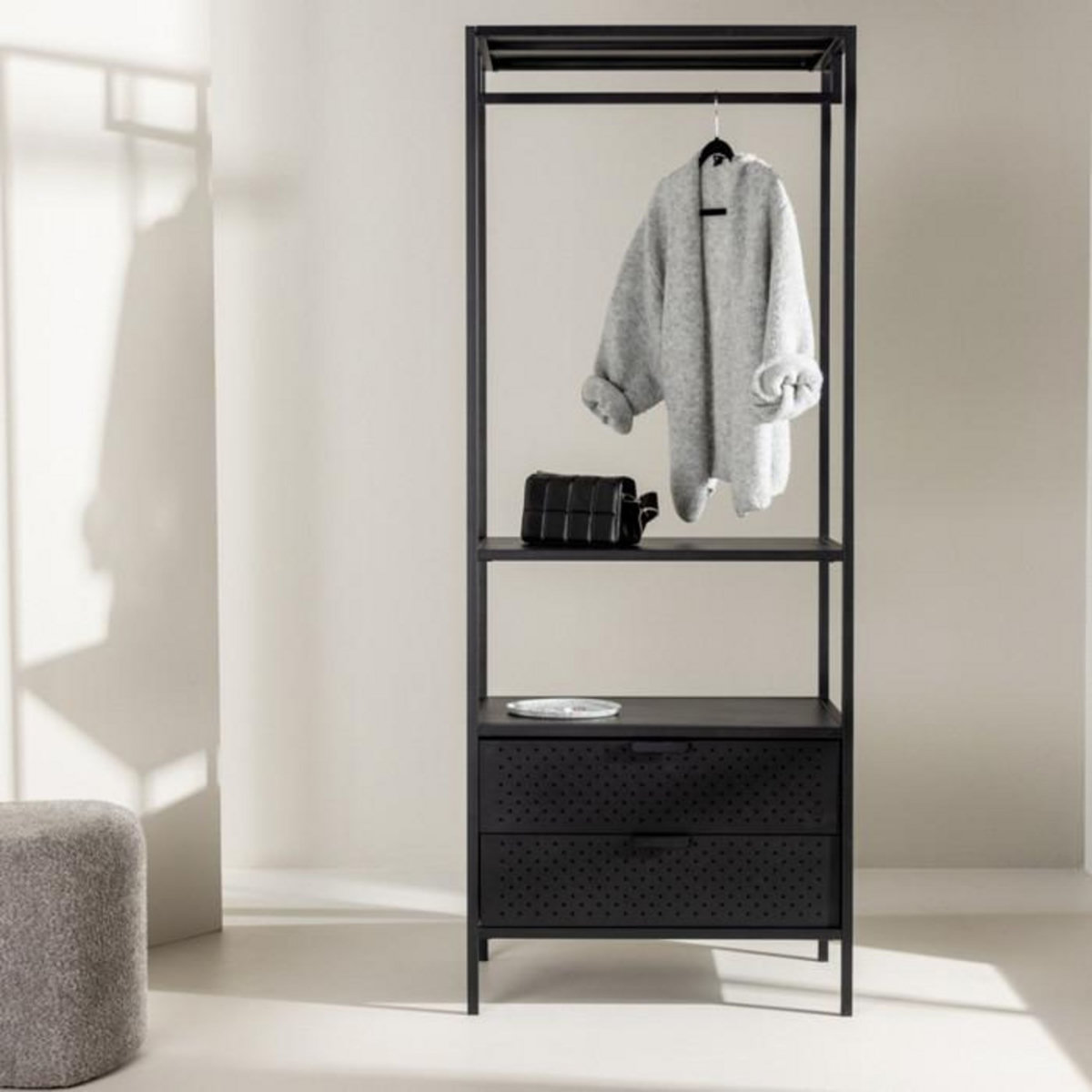 Paris Prix Portant à Vêtements Avec Tiroirs  Malibu  180cm Noir