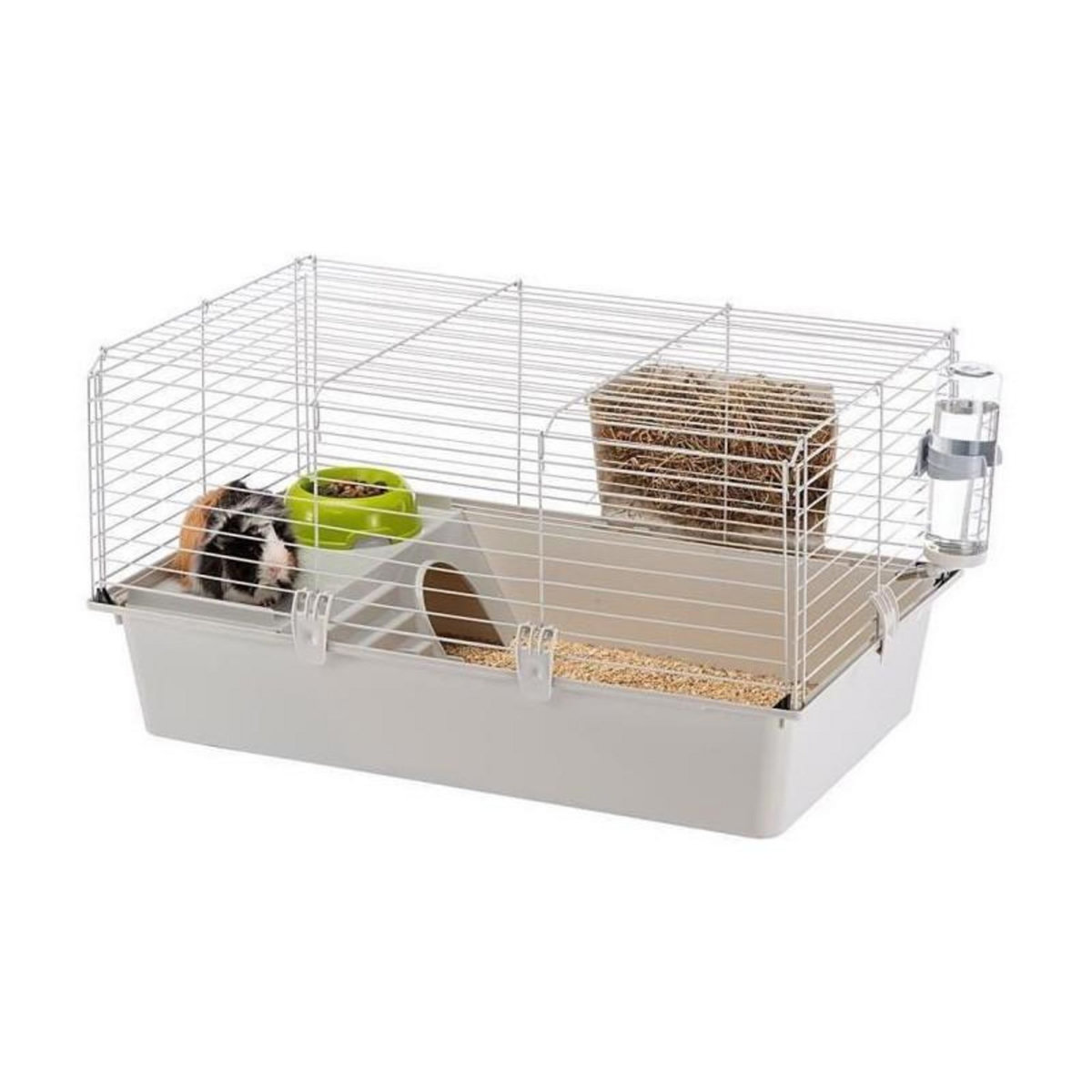 Ferplast Cage cochons d'inde - Maisonnette, gamelle, ratelier et abreuvoir - FERPLAST