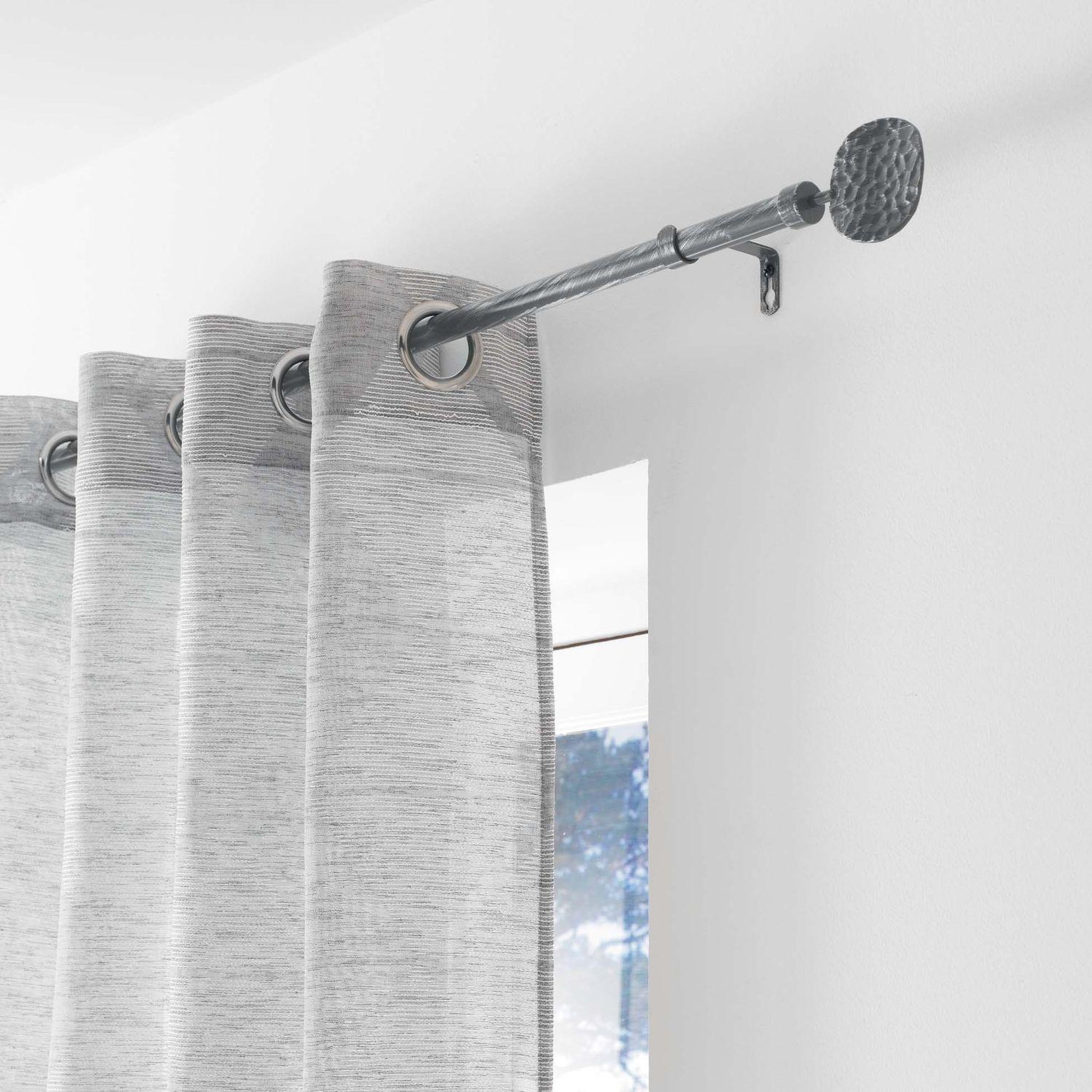 Voir la diapositive 2 : Douceur d'Intérieur Kit de tringle à rideaux extensible disque martelé - l120 /l210 cm - patine gris
