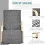 Voir la diapositive 6 : HOMCOM Fauteuil style nordique - repose-pied réglable - déhoussable - bois de bouleau tissu gris