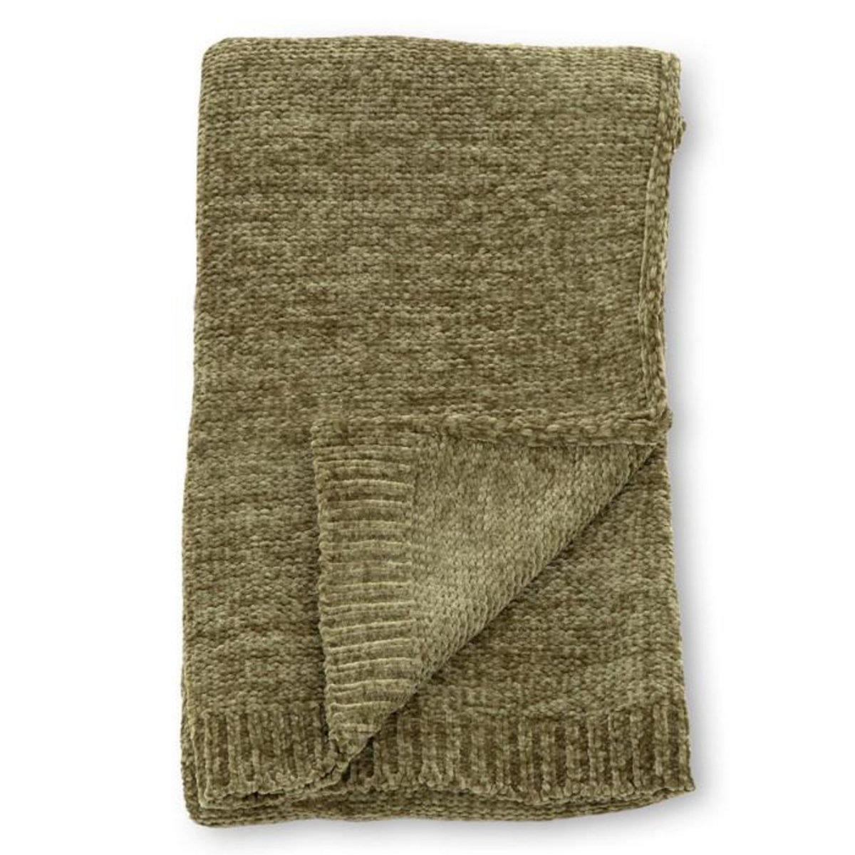 Paris Prix Plaid Chenille  Ally  130x170cm Vert Mousse